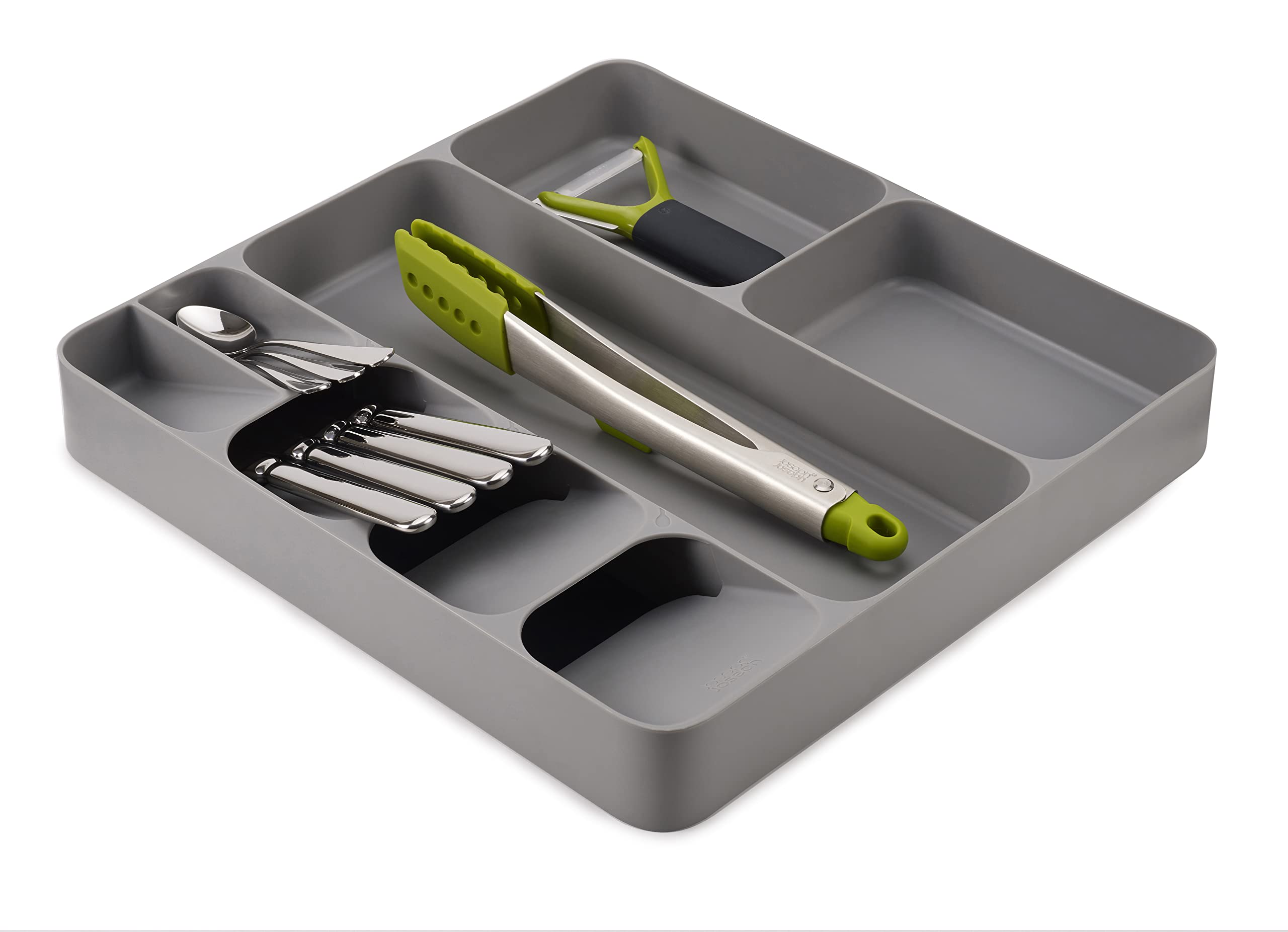 Joseph Joseph Drawerstore Kitchen Drawer Organizer Tray For Silverware Cutlery Utensils And Gadgets, Gray, 15.6 X 15.1 X 2.1 Inc