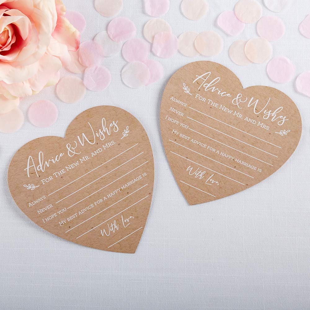 Kate Aspen Wedding Advice And Wishes For The Mr And Mrs - Heart Shaped Cards (Set Of 50) Rustic Kraft Paper