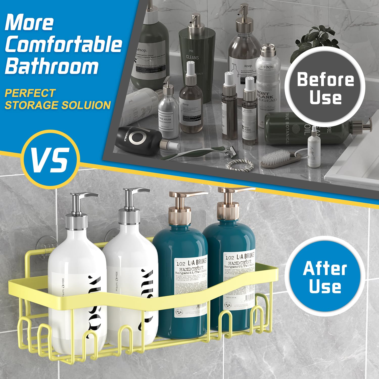 Youvip Shower Caddy, Shower Organizers [5-Pack], Rustproof Bathroom Shower Shelves For Inside Shower, Adhesive Shower Caddy With