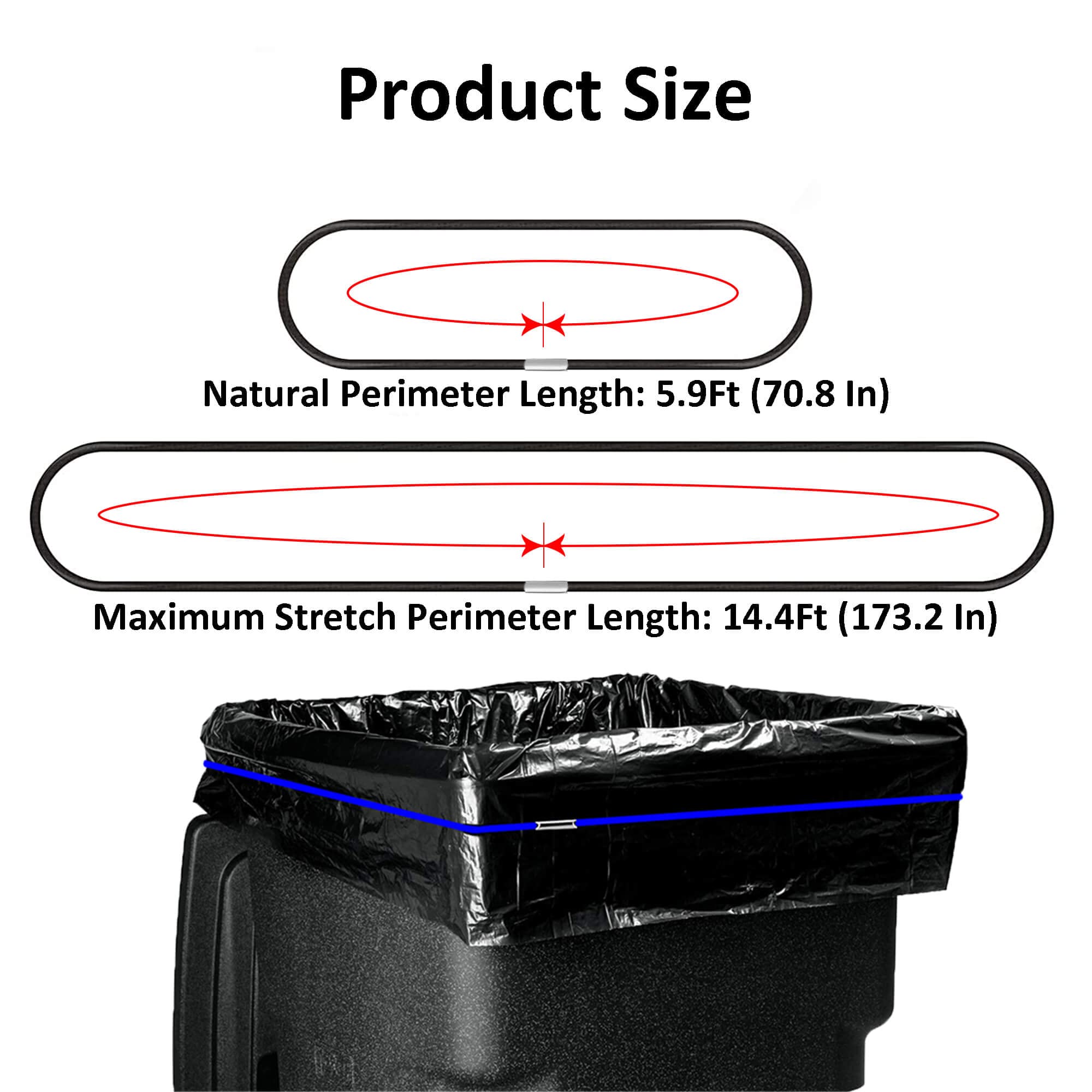 Trash Can Bands Set Of 3, Fits 55, 65, 96 Gallon Trash Cans, Extra Large Rubber Bands For Big Garbage Can Bag, Durable Kitchen T