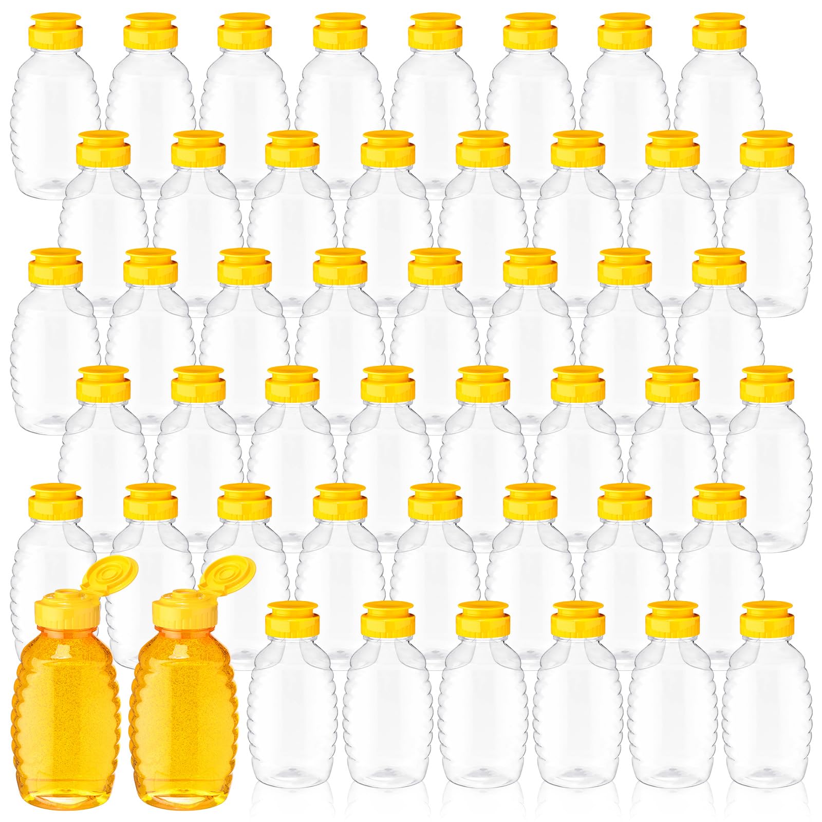 Didaey 48 Pcs 12 Oz Plastic Honey Bottles Clear Honey Jars Honey Dispenser With Lids Caps Honey Containers Leak Resistant Empty