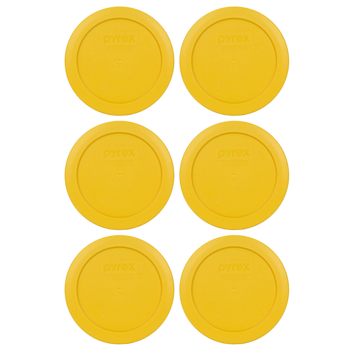 Pyrex Bundle - 6 Items: 7200-Pc 2-Cup Butter Yellow Plastic Food Storage Lids Made In The Usa