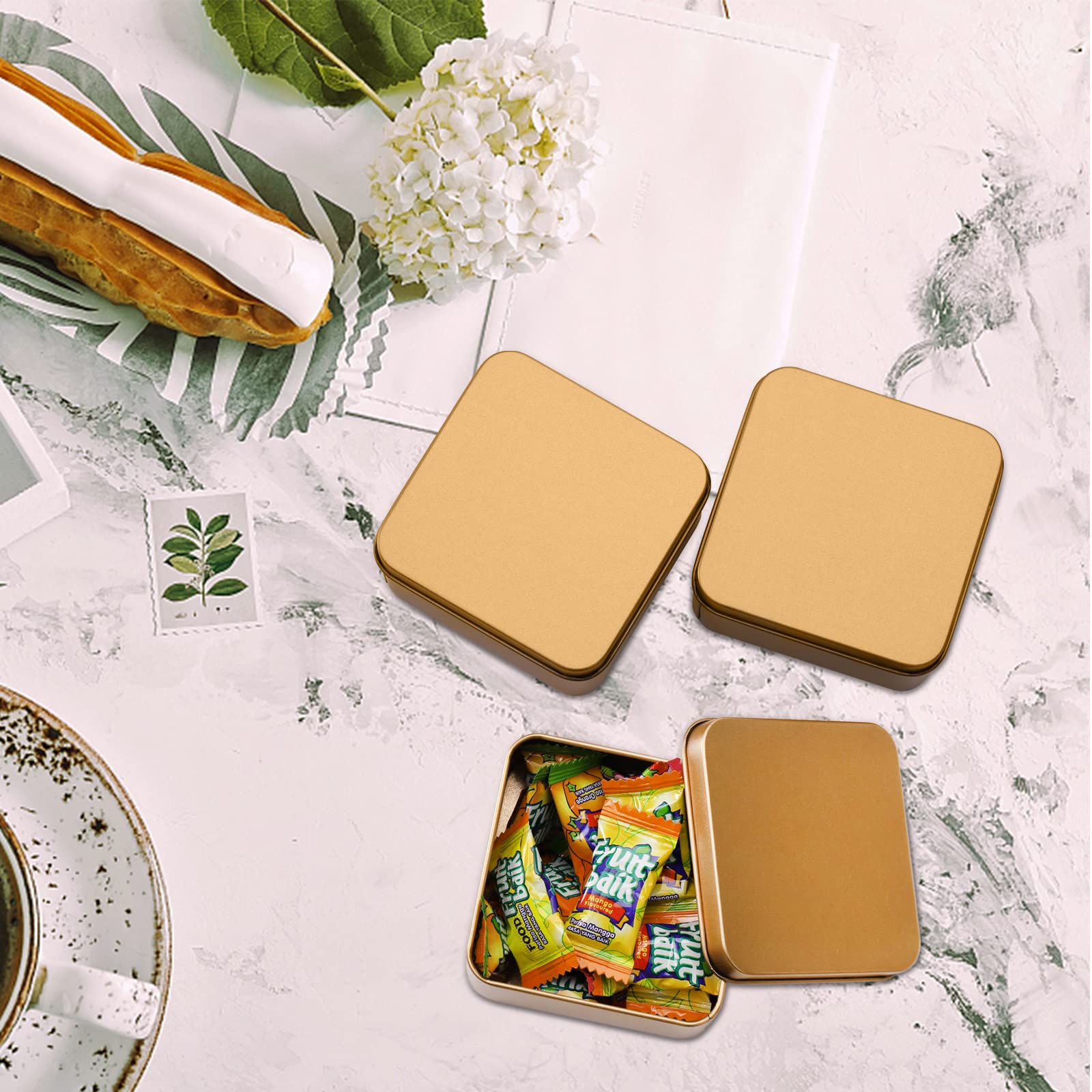 Peohud 20 Pack Tin Boxes With Lids, Empty Metal Tins, Portable Storage Metal Tin Container Organizer For Cookie, Candy, Treats,