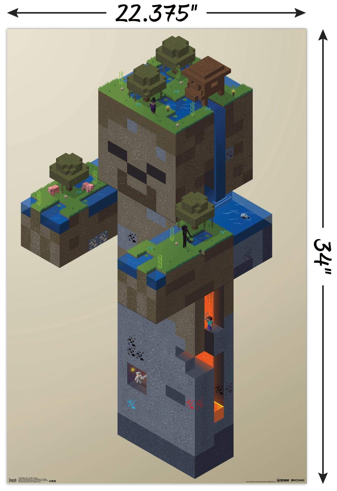 Trends International Minecraft - Zombie Swamp Wall Poster, 22.375'' X 34'', Poster & Mount Bundle