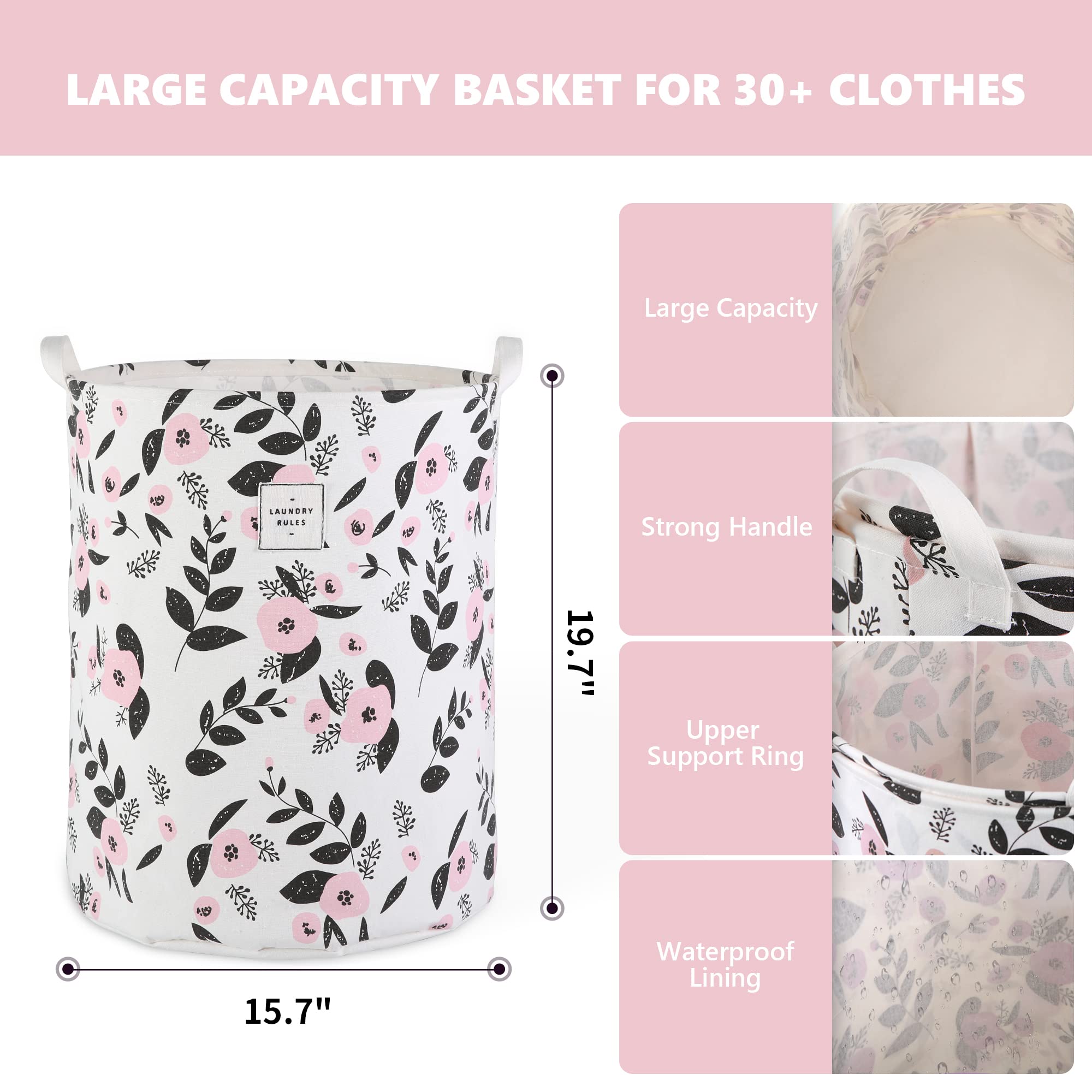 Large Foldable Laundry Basket Hamper Holder Portable Tall Collapsible Laundry Hamper Nusery Storage Basket Bin With Handles, Can