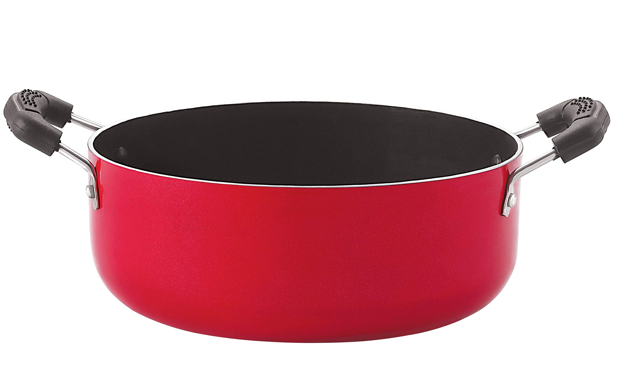 Nirlon Non Stick Aluminium Casserole/Biryani Pot, Red4.2Litre, 26Cm