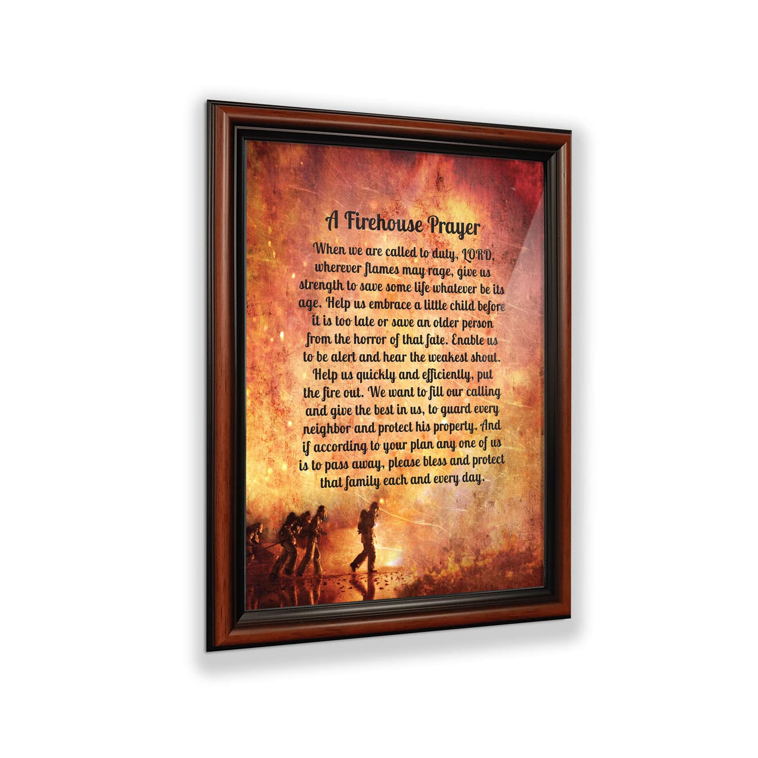 Crossroads Home D  Cor Firemans Prayer Picture Frame, Firefighter Decor, Firefighter Graduation Present, 2107W