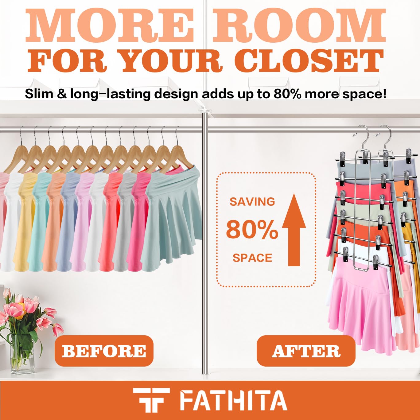 2 Pack Closet-Organizers-And-Storage,6 Tier Mens-Shorts Pants-Hangers-Space-Saving,Skirt-Hangers With Clips For Closet Organizer