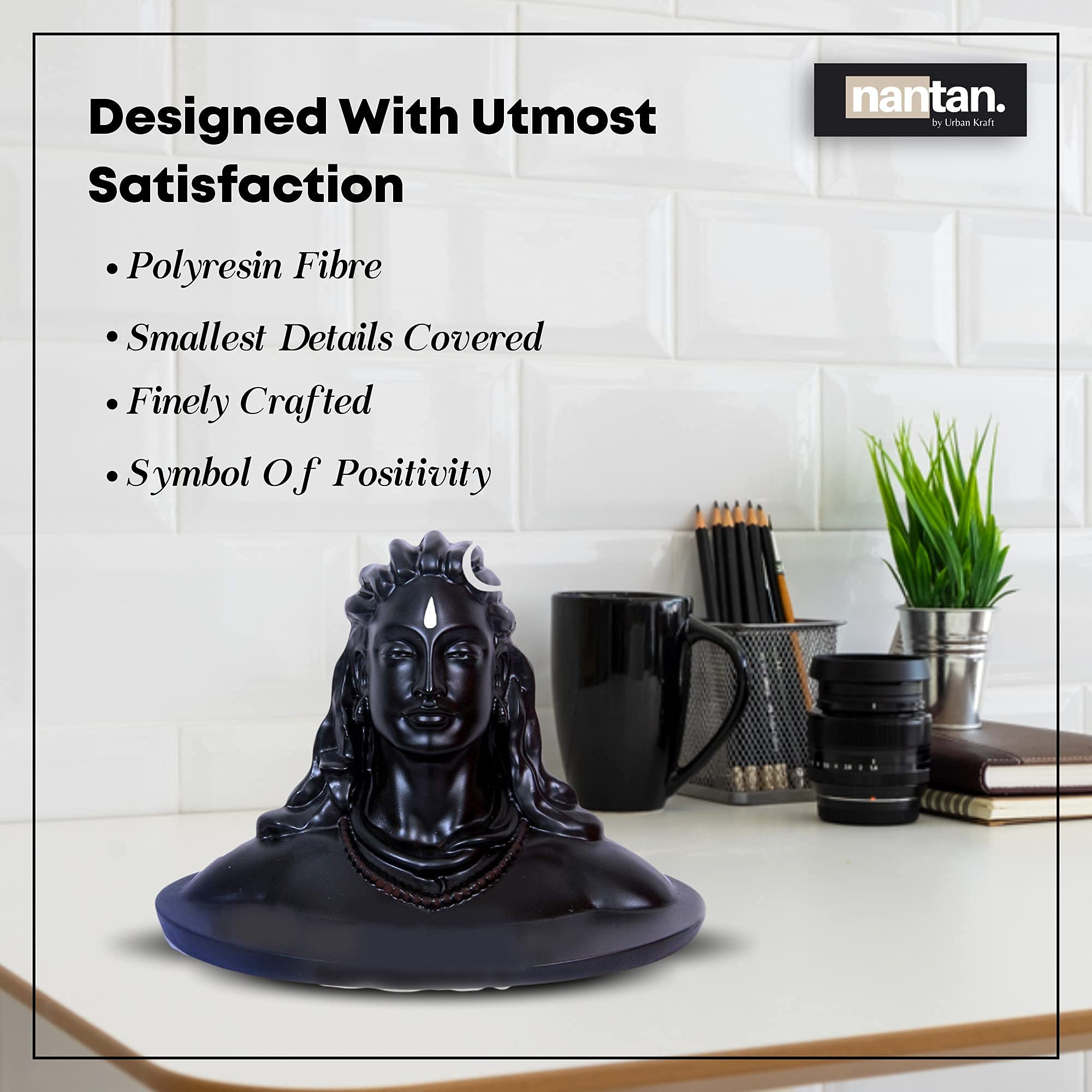 nantan Adiyogi Statue for Car & Home Decor | Handcrafted Resin Figurine | Spiritual Pooja & Gift Item | Shiva Statue | Made in I