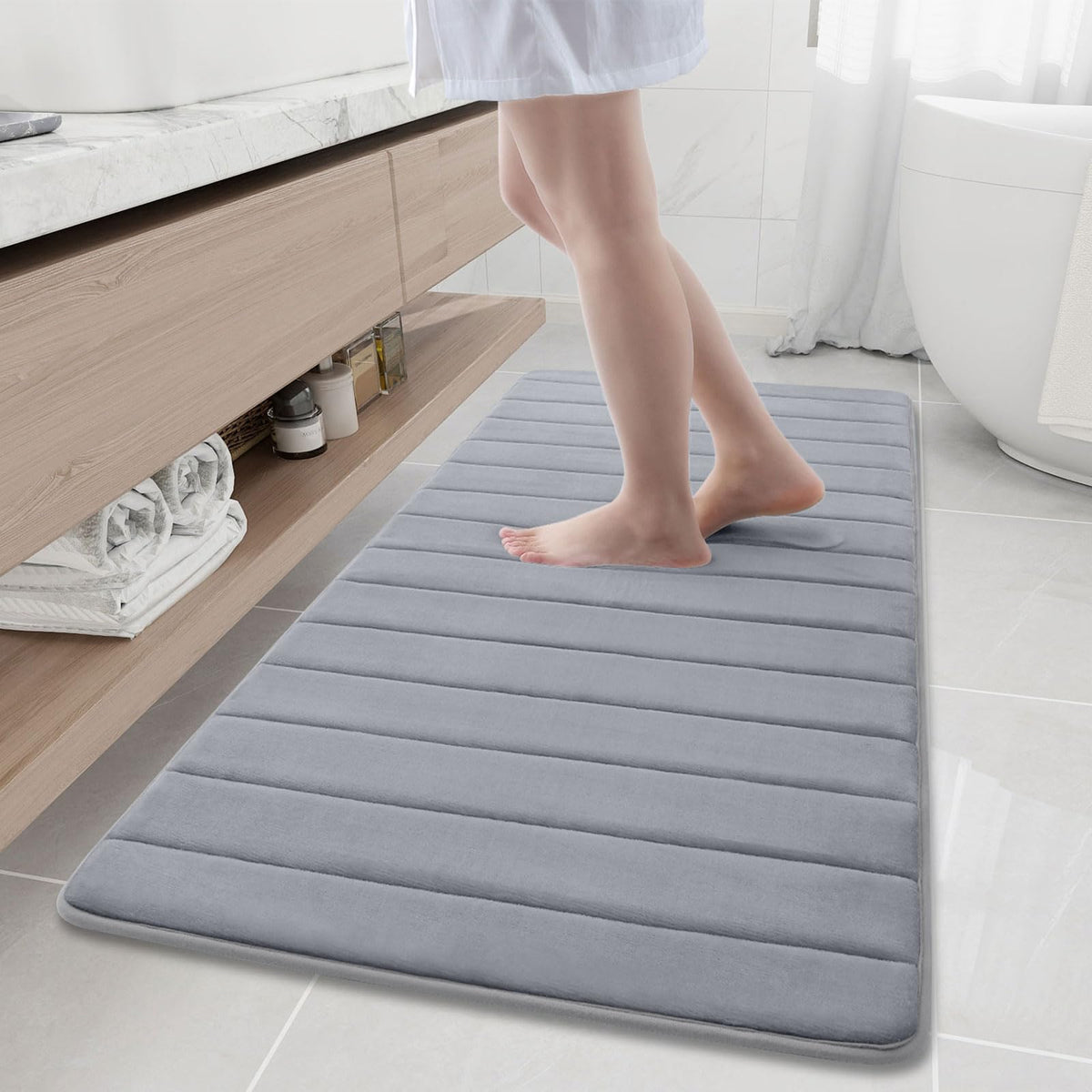Buganda Memory Foam Bath Mat Rug, 60'' X 24'', Ultra Soft And Non-Slip Bathroom Rugs, Water Absorbent And Machine Washable Bath