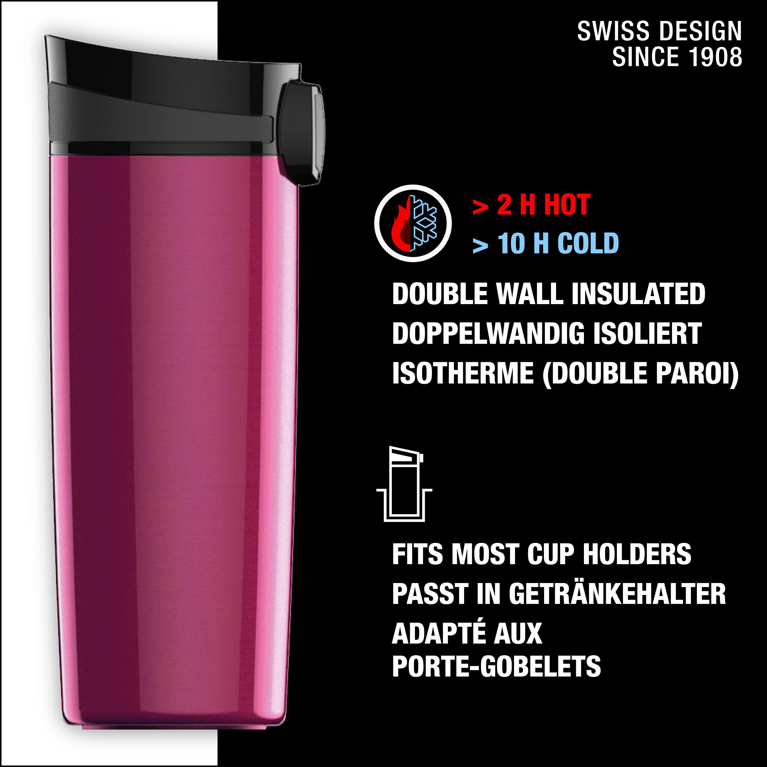 Sigg - Insulated Coffee Cup - Travel Mug Miracle Berry - Hot & Cold. Leakproof. Bpa Free - 18/8 Stainless Steel - 16 Oz