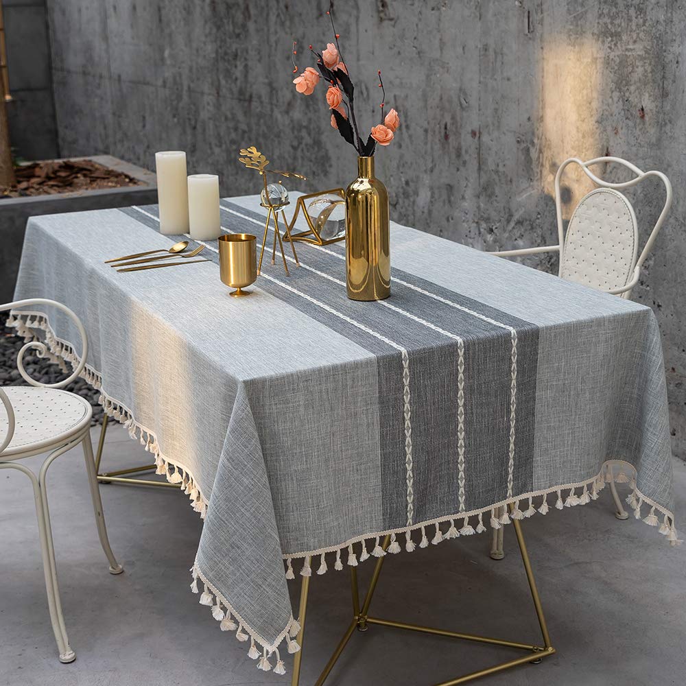 Tewene Tablecloth, Rectangle Table Cloth Linen Wrinkle Free Anti-Fading Tablecloths Washable Dust-Proof Table Cover For Kitchen