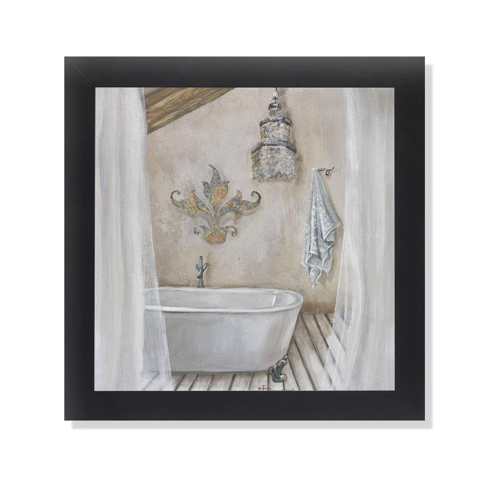 Crystal Bath I Bathroom Black Framed Art Print Poster 12X12