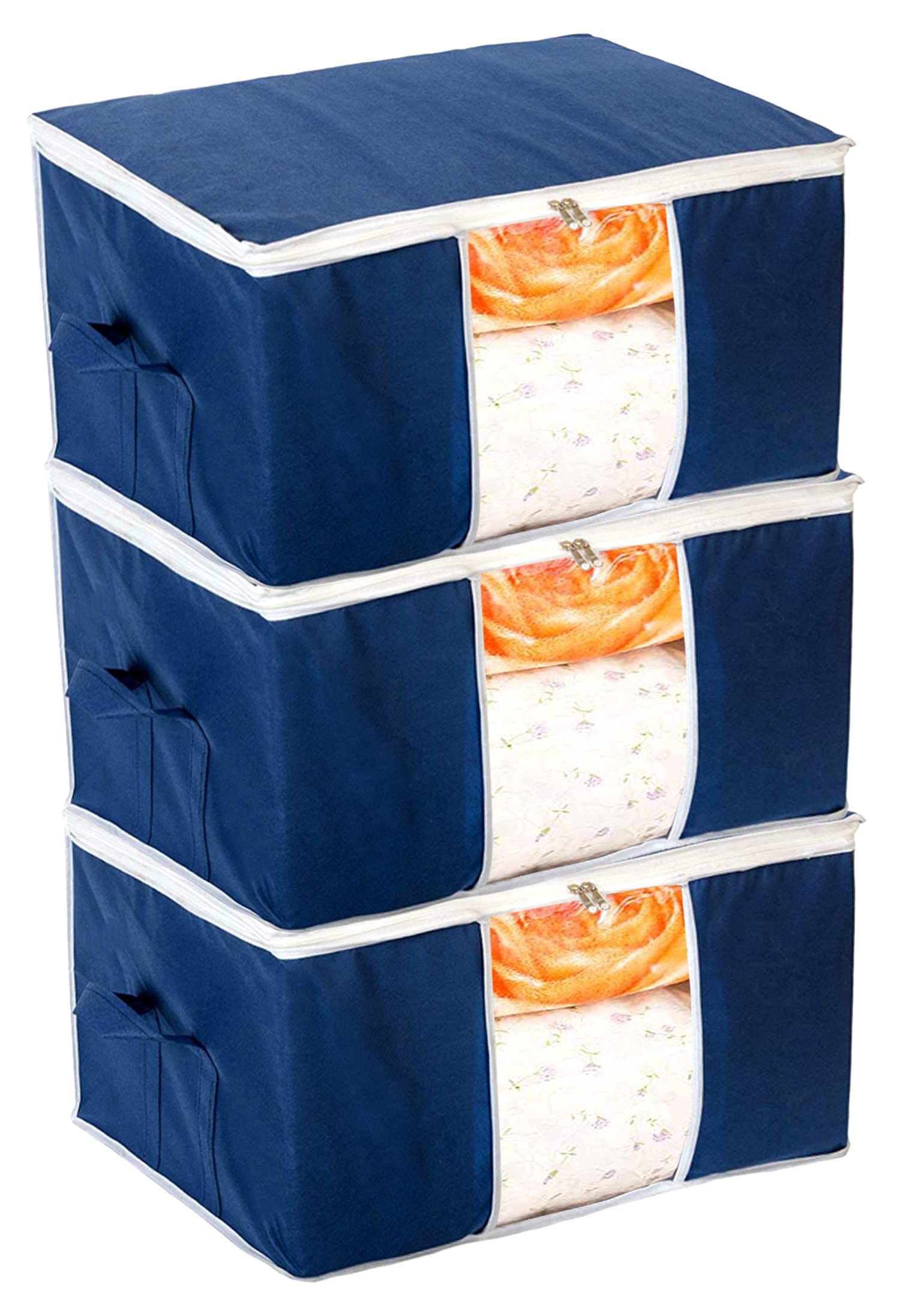 Kuber Industries Clothing Storage Bags, Under Bed Foldable Organizer, Store Blankets, Clothes With Tranasparent Window Pack Of 
