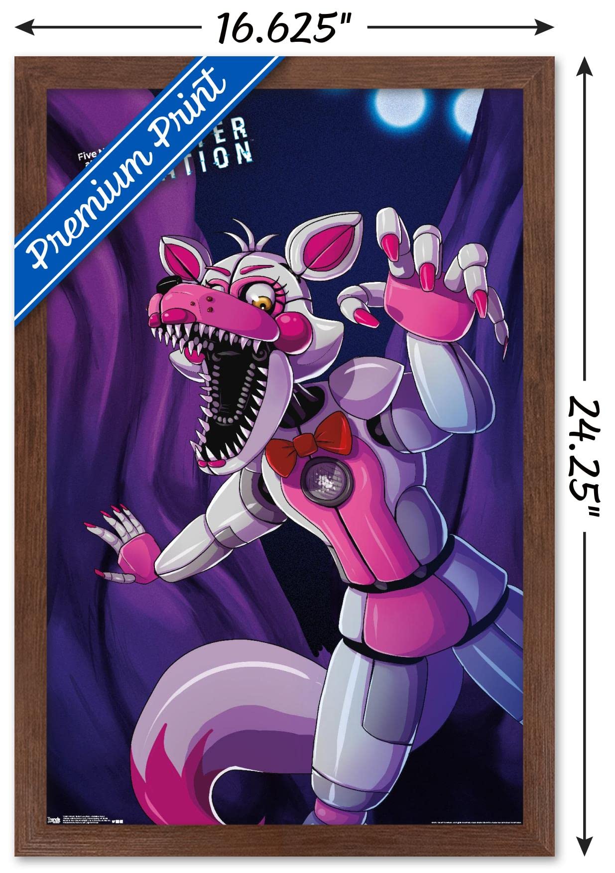 Trends International Five Nights At Freddy'S: Sister Location - Funtime Foxy Wall Poster, 14.725'' X 22.375'', Mahogany Framed V