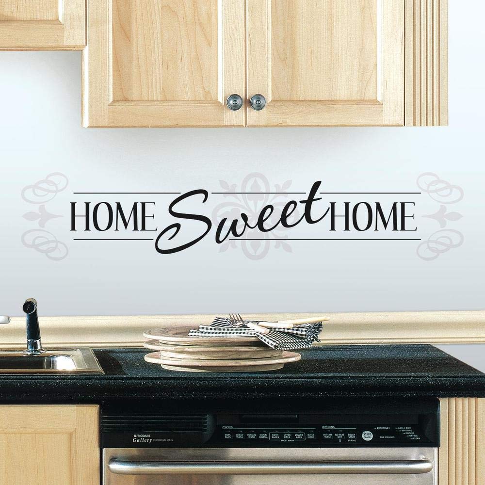 Roommates Rmk3281Scs Home Sweet Home Quote Peel And Stick Wall Decals , Black