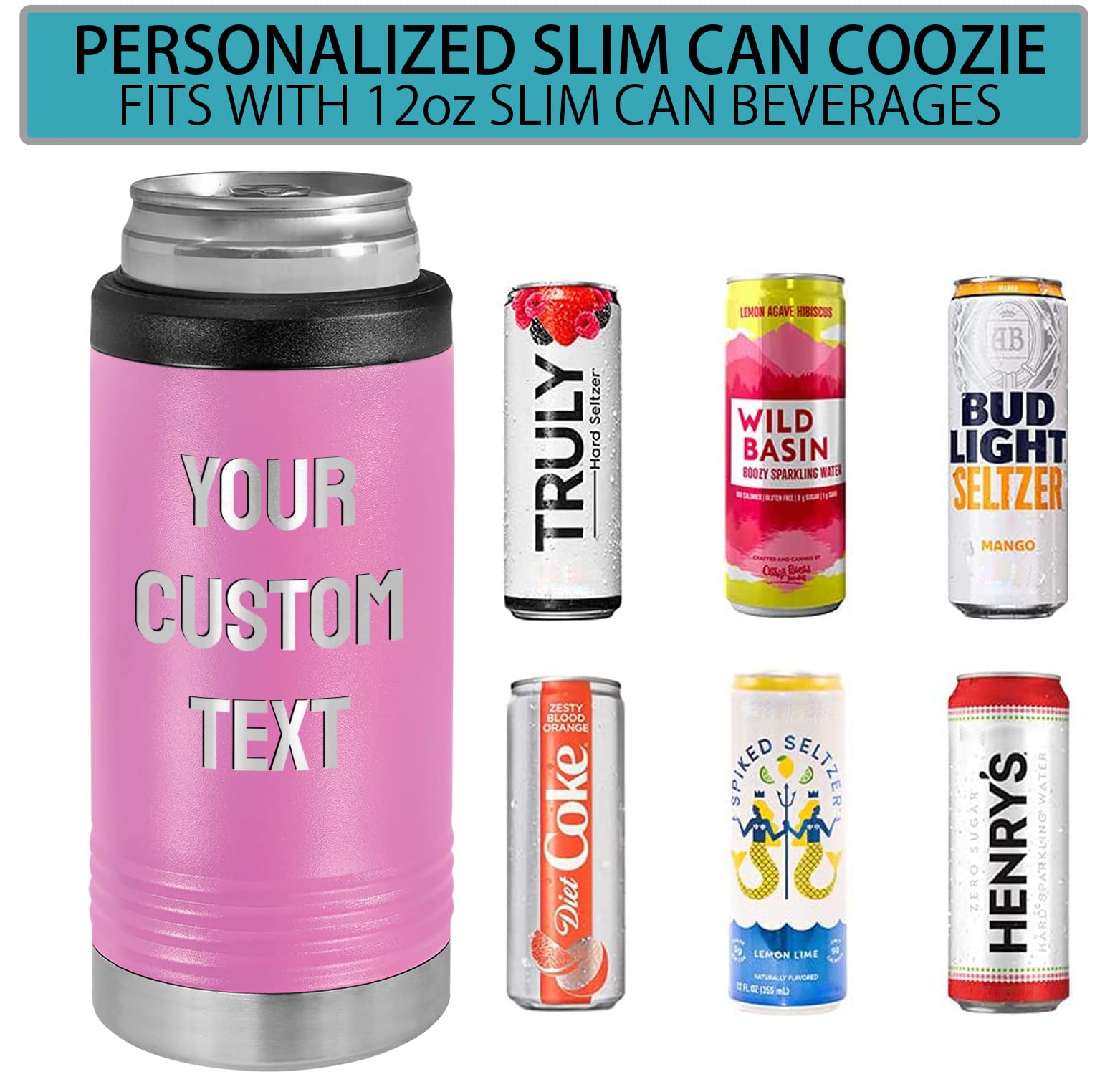 Personalized Skinny Can Cooler Stainless Steel Engraved Insulated Tall Beverage Holder With Custom With Name, Gift For Wedding,