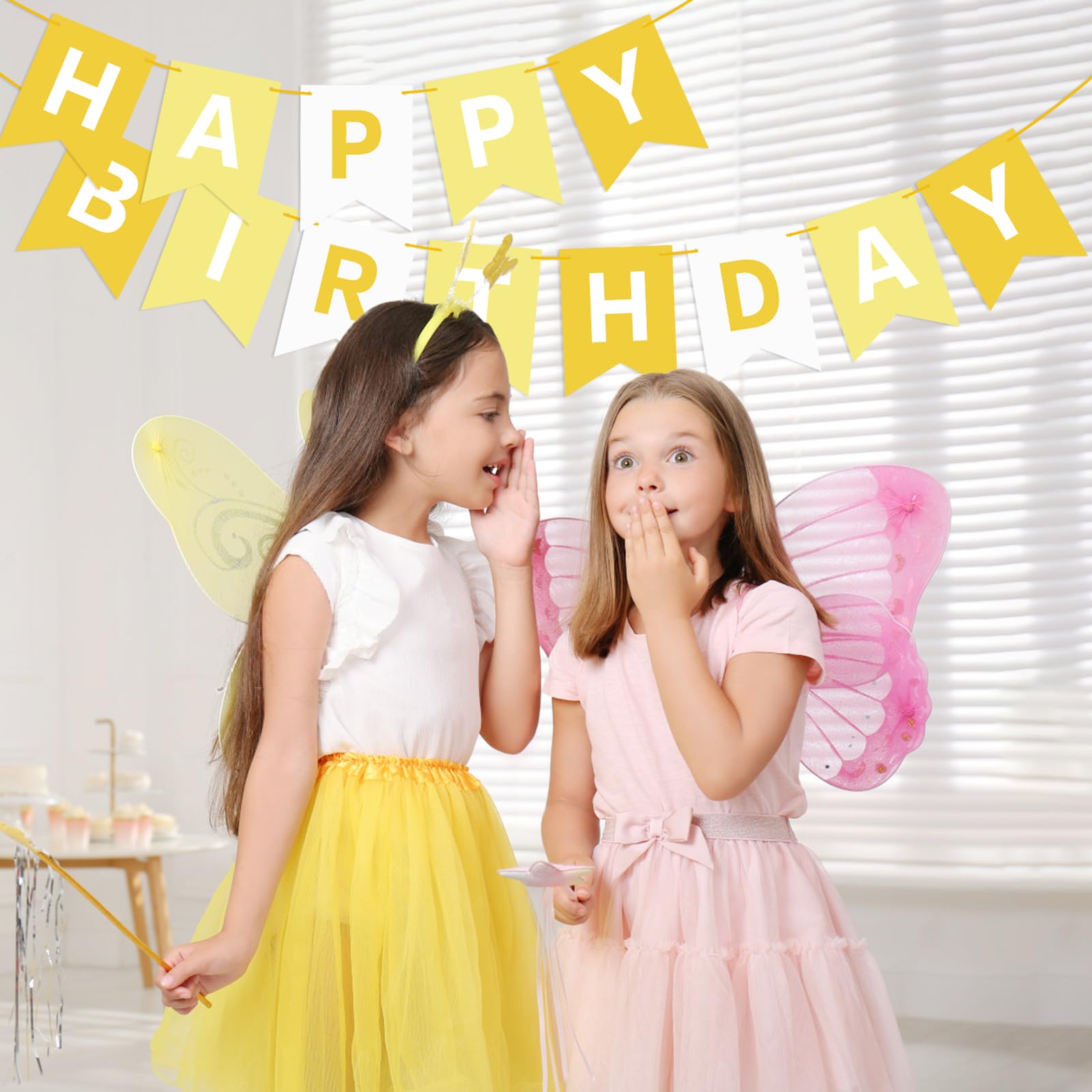 Waenerec Yellow Happy Birthday Banner Sign Happy Birthday Bunting Banner Garland For Kids Girl Woman Birthday Tea Party Decorati