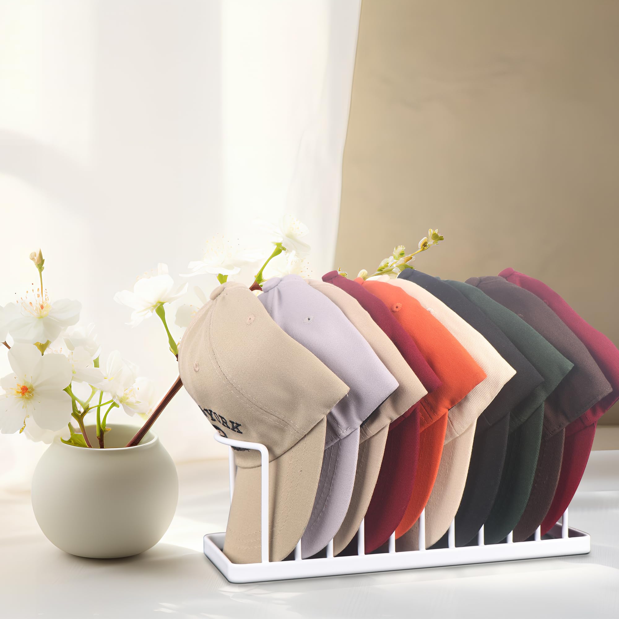 Yiseyruo Hat Organizer For Baseball Caps - Space Saving Hat Stand Hold 10 Caps - Premium Metal Hat Rack For Baseball Caps Displa