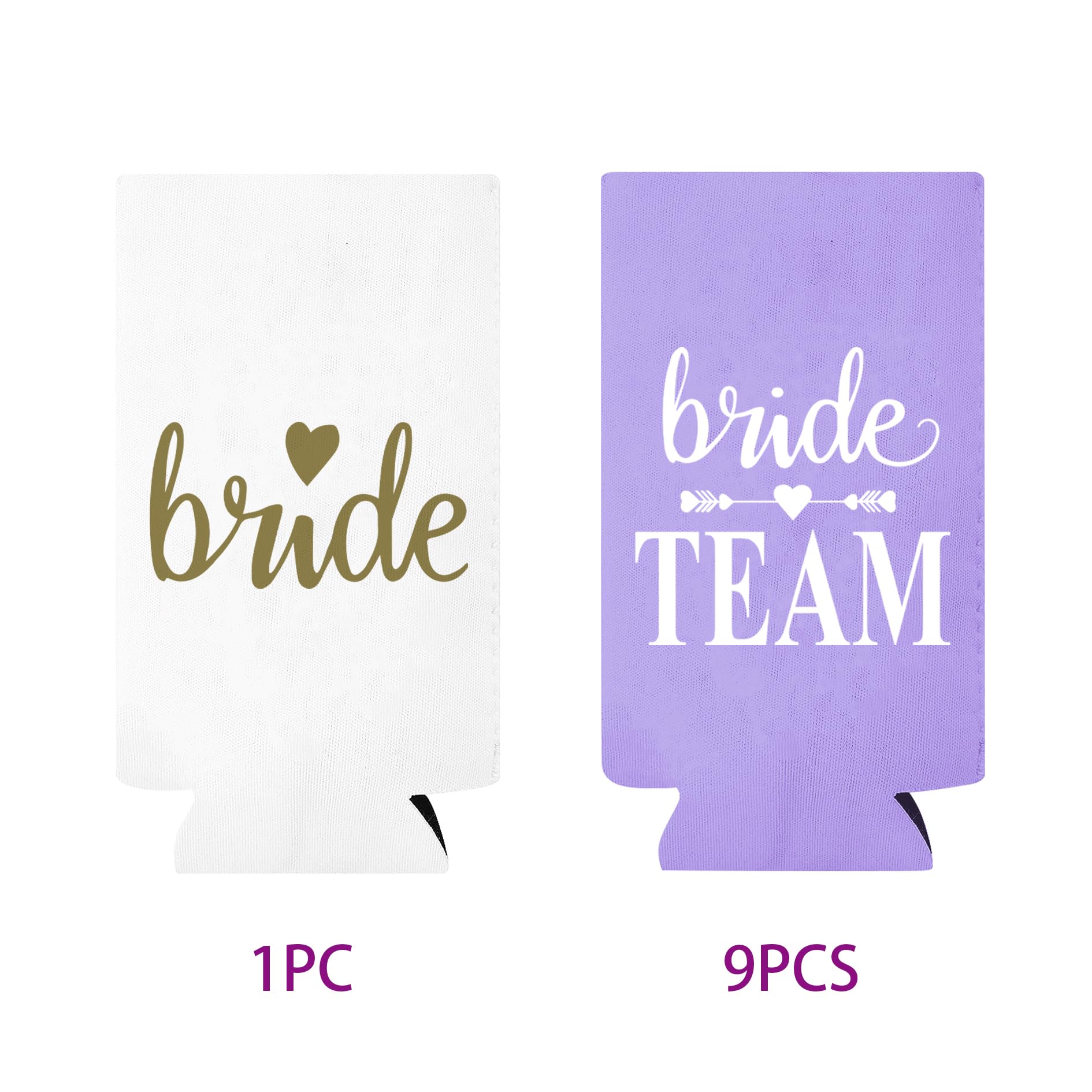 Groombridegifts 10 Packs Bachelorette Party Favors Slim Can Cooler Bridesmaid Gifts Bride Team Coozies.