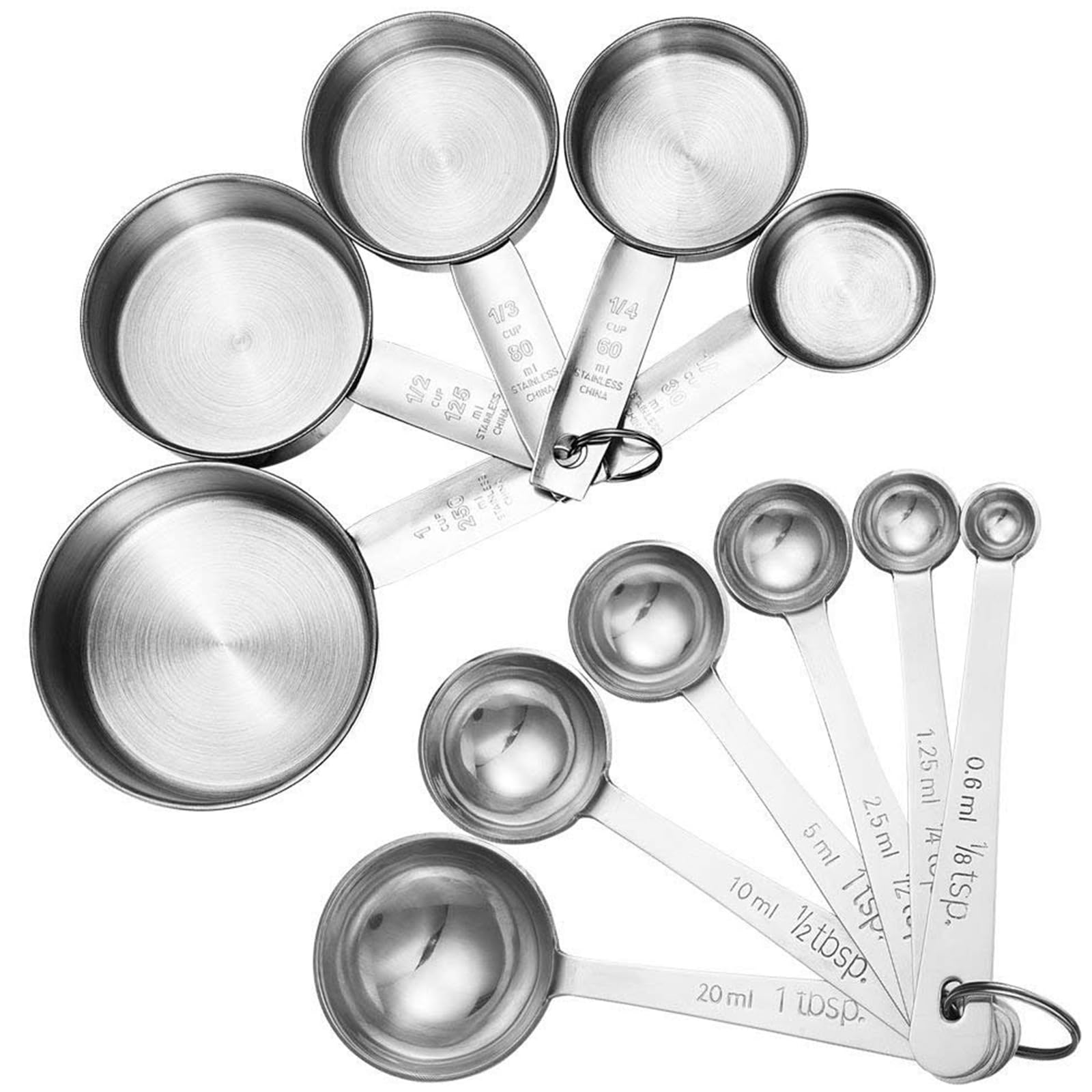 Accmor 11 Piece Stainless Steel Measuring Spoons Cups Set, Premium Stackable Tablespoons Measuring Set For Gift Dry Liquid Ingre