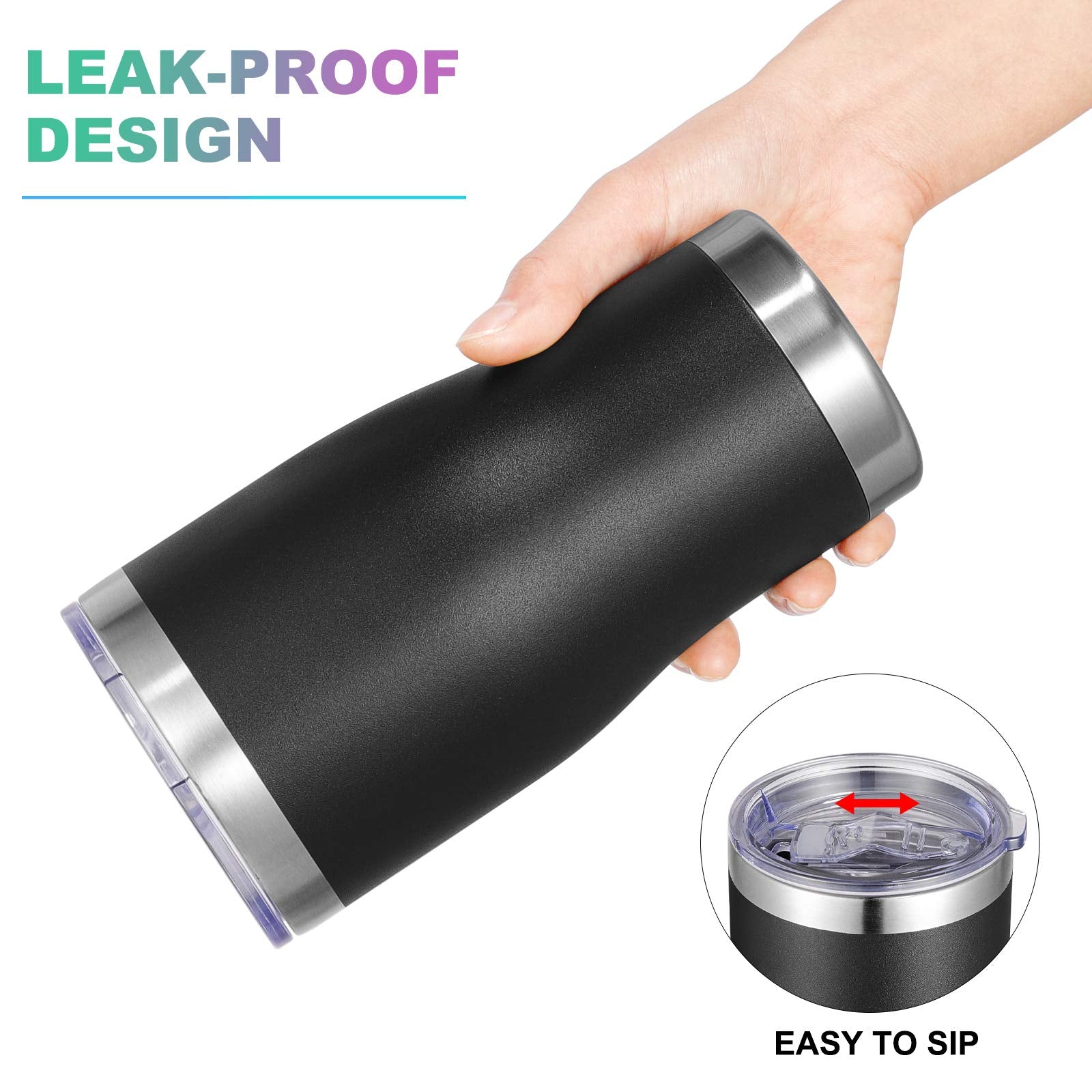 Vegond 20Oz Tumbler Stainless Steel Tumbler Cup With Lid And Straw Vacuum Insulated Double Wall Travel Coffee Mug(Black 6 Pack)