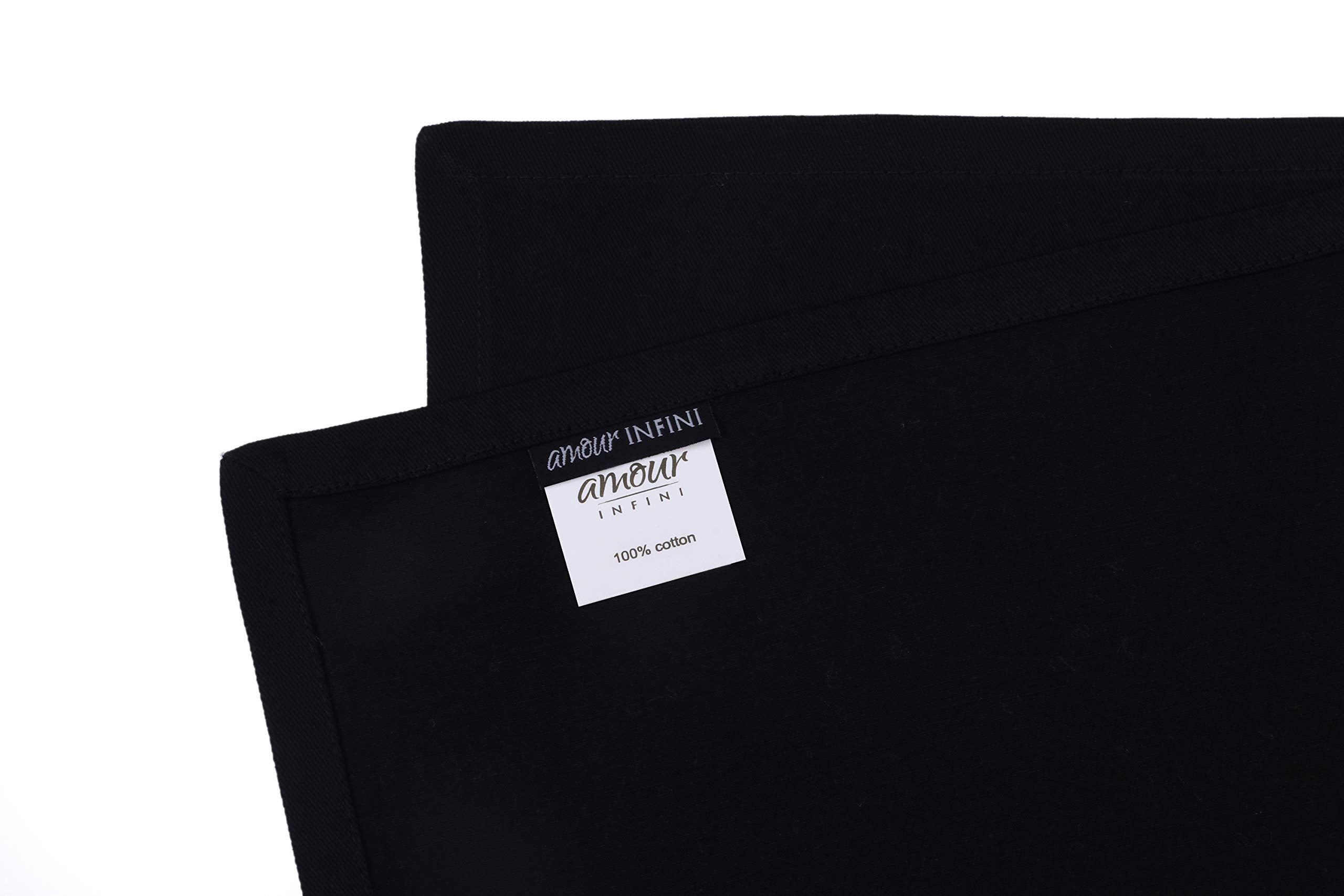 AMOUR INFINI Cotton Napkins | 12 Pack | 18 x 18 Inch | 100% Ring Spun Premium Cotton | Perfect for Restaurants  Events and Dinner Napkins | Highly Absorbent Cloth Napkins | Black