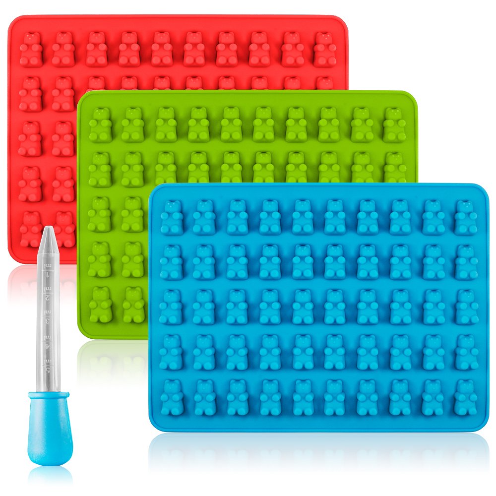 Candy Silicone Molds & Ice Cube Trays, Senhai 3 Pack Gumdrop Jelly Molds, Chocolate Molds, Soap Molds - Bear