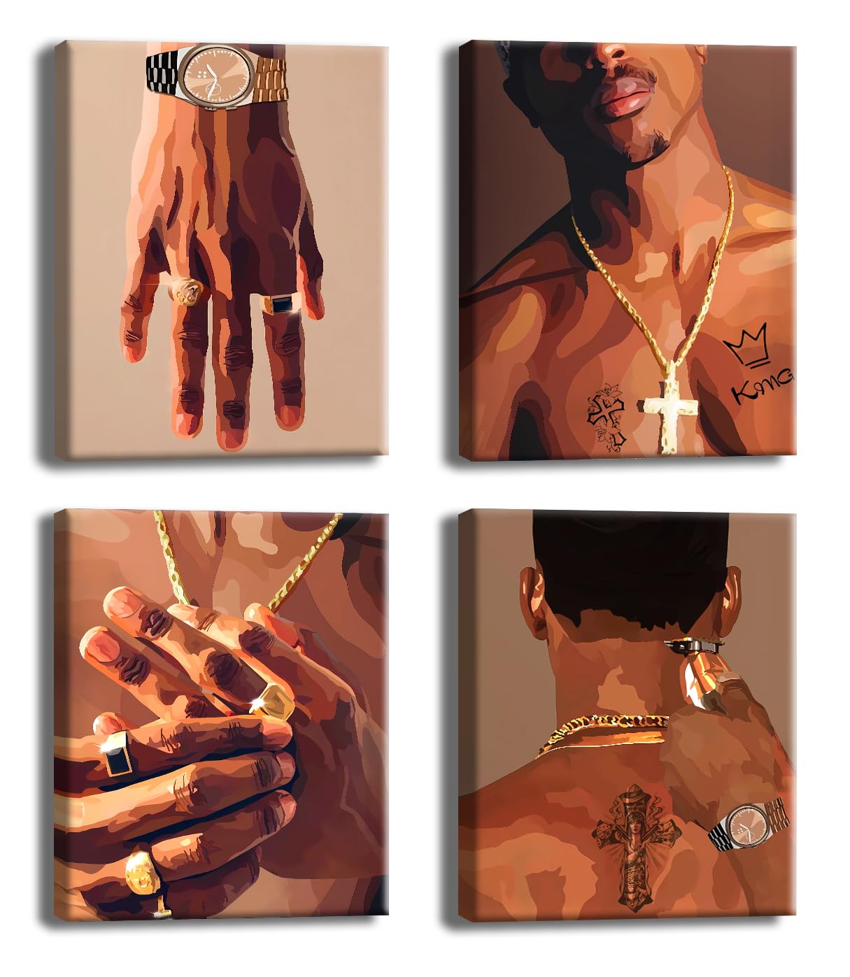 Black Woman Framed Canvas Wall Art,Black Man Trend Art,Fashion Black Man Wall Art, Abstract African American Wall Art Decor For