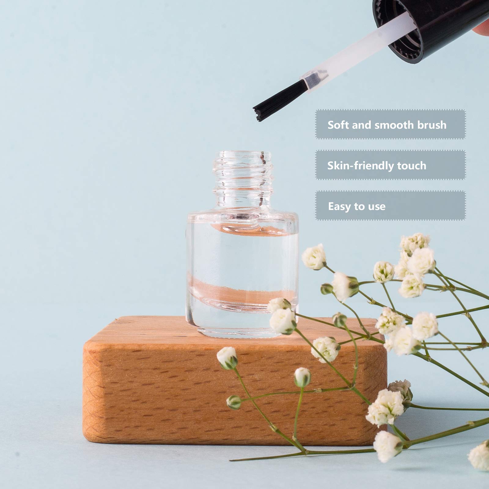 Gther 20Pcs Empty Nail Polish Bottles, Clear Glass Refillable Bottles Container With Brush Cap & Funnel & Mixing Balls For Nail