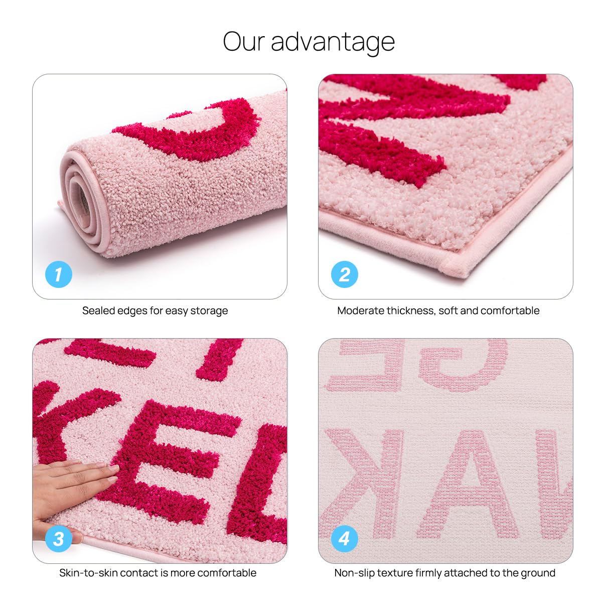 Qubomax Get Naked Bath Mat - Non-Slip, Super Absorbent, Funny Bathroom Rug, Machine-Washable, Cotton & Microfiber, 32''X20'' (Pi