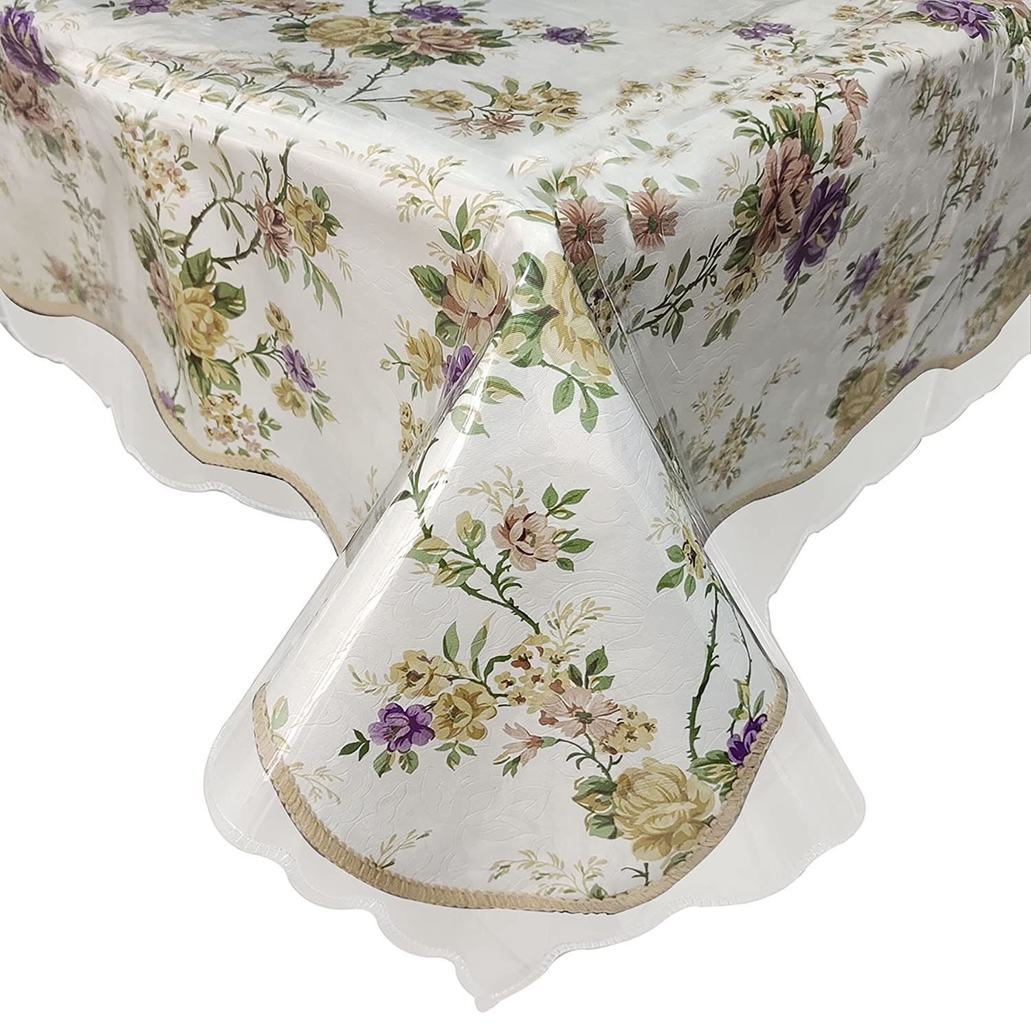 Clear Vinyl Tablecloth Protector Indoor Waterproof Transparent Table Cover Oblong(Rectangle)-54'' X 72''