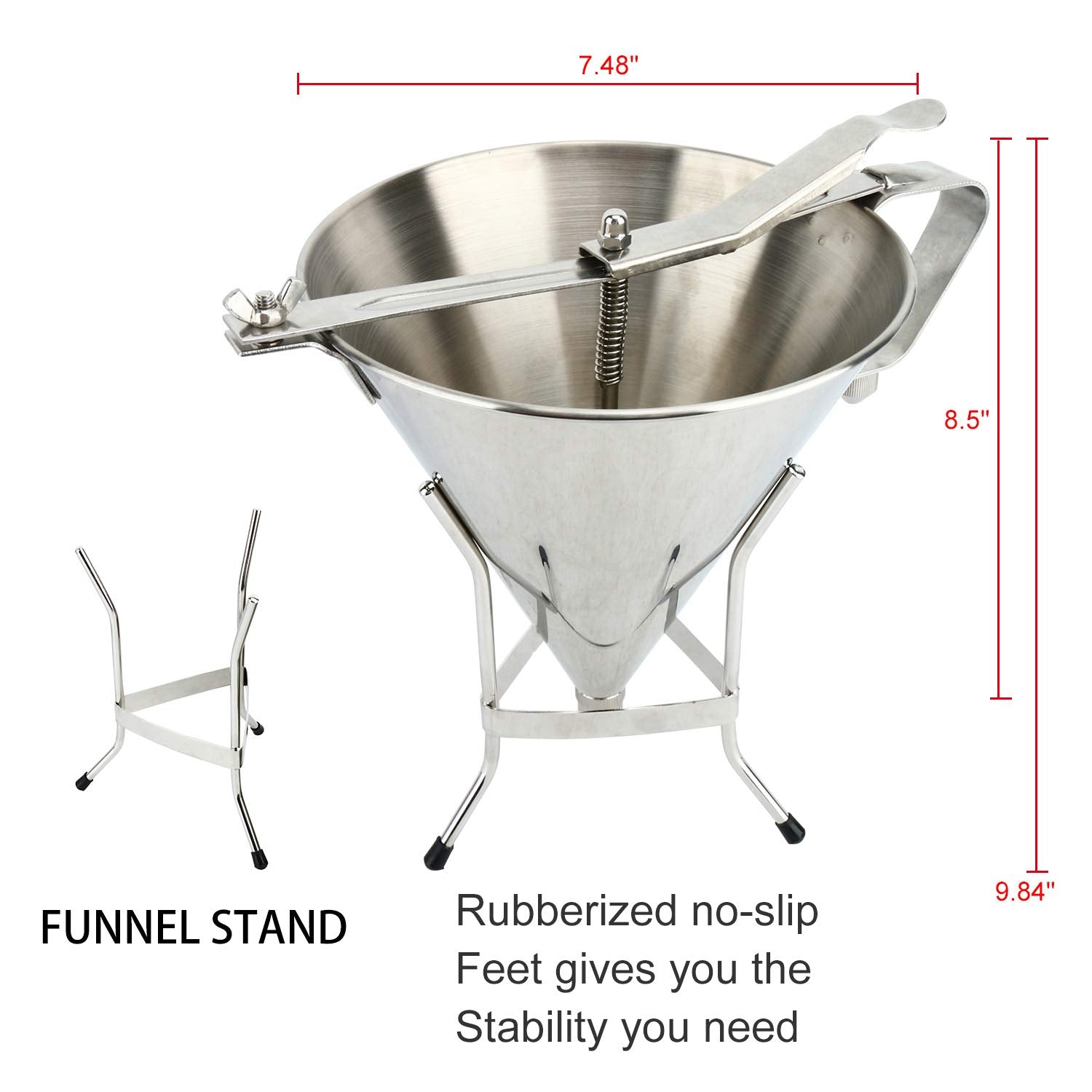 Yaegarden Confectionery Funnel Stainless Funnel Stainless Cake Funnel Cake Decorating Tool Funnel With Stand And Three Nozzles C