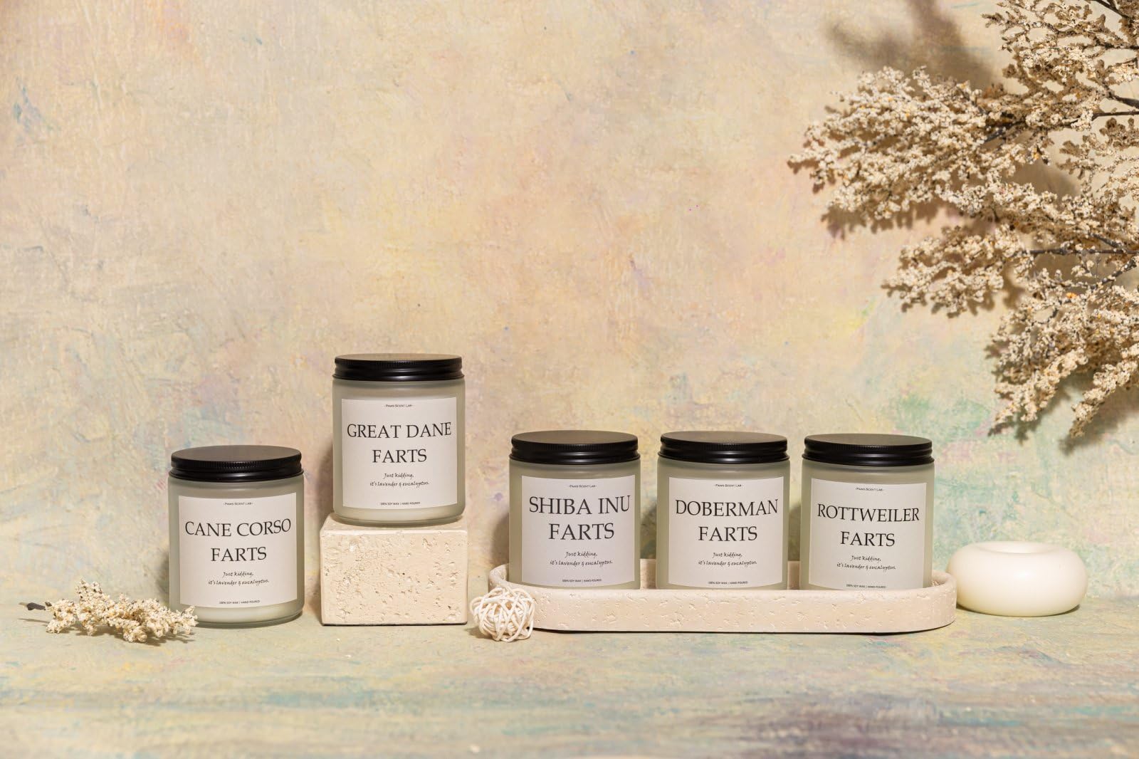 Doberman Gifts & Decor, Doberman Pinscher Gifts, Dog Farts Candle, Dog Mom Gift for Women - Lavender & Eucalyptus, Crafted by Na