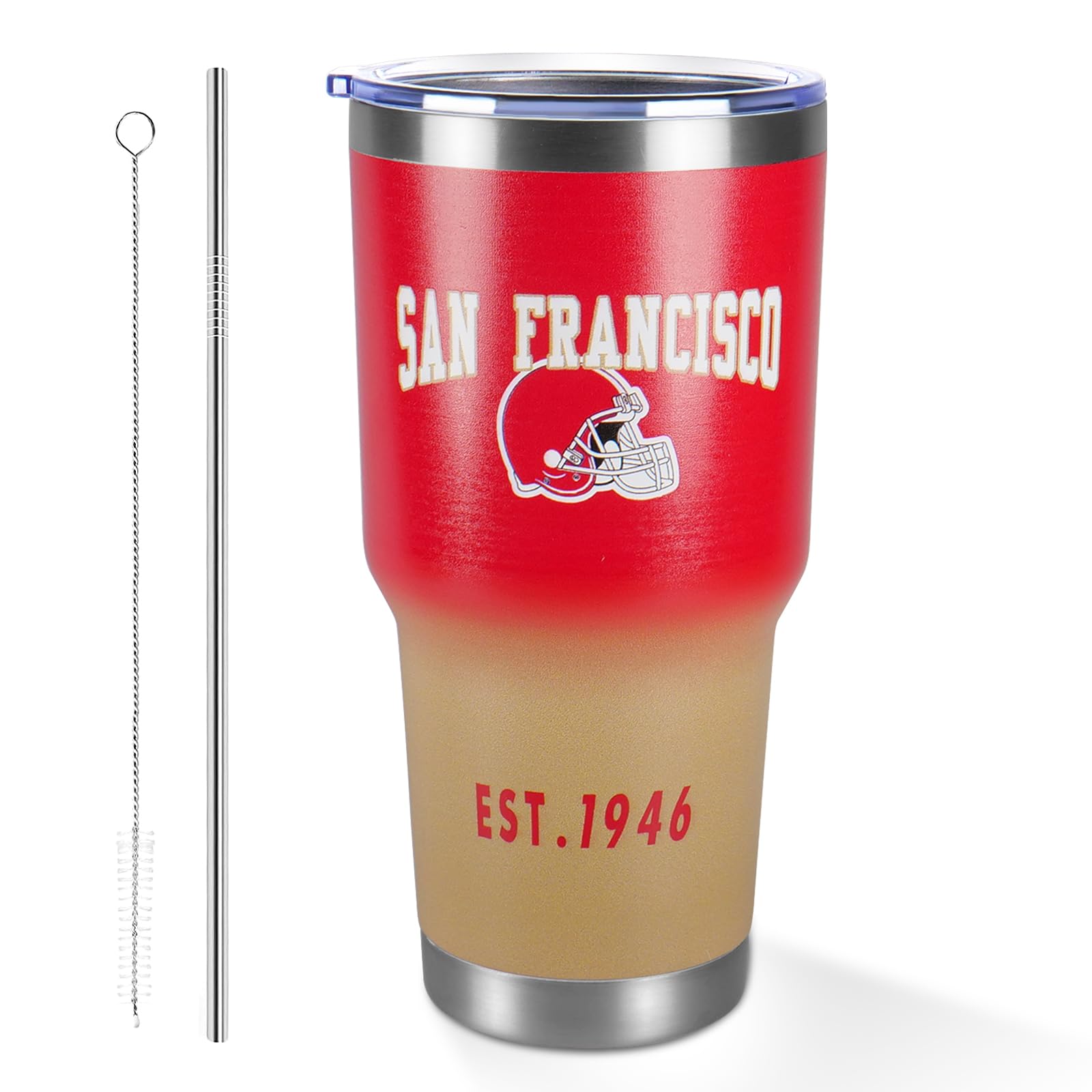 30oz Insulated Car Tumbler Coffee Mug,Sports Travel Football Mug, Classic Collection Gifts for Men Women Fans,With lid and straw