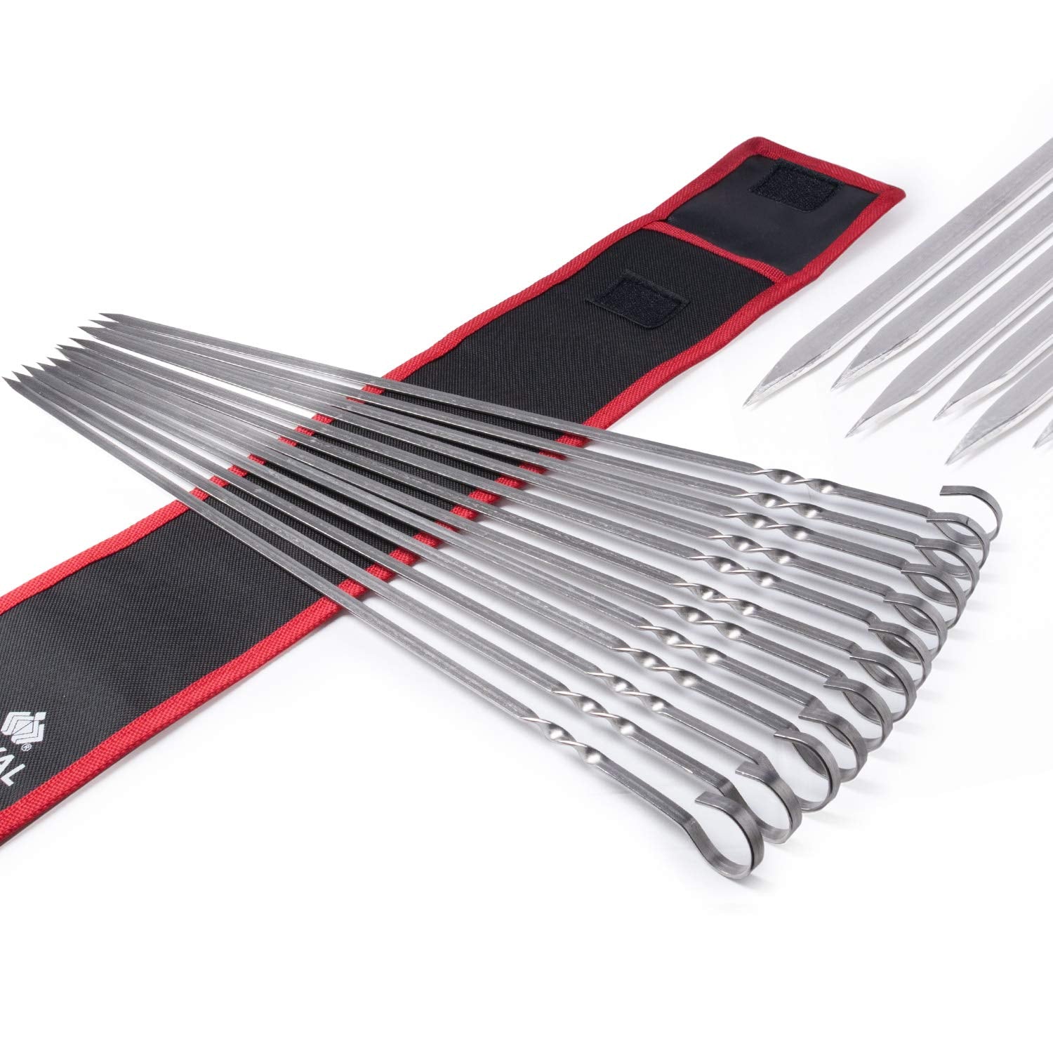 Royal Imports Metal Shish Kabob Skewers Sticks For Bbq Grilling, Roasting, Barbecue Stainless Steel, 17'' Long Re-Usable - 12 Pc
