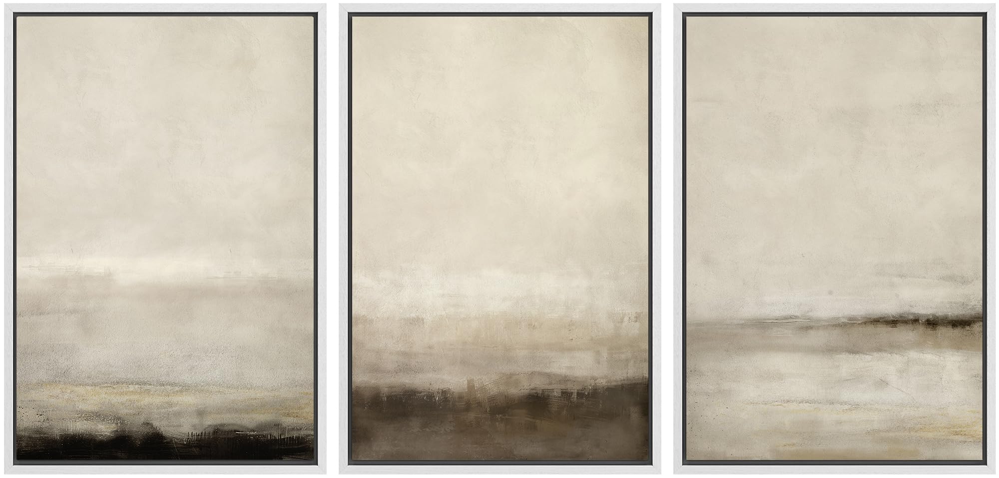 Signwin Framed Canvas Print Wall Art Set Misty Horizons Tranquil Scenery In Monochrome Abstract Modern Art Bohemian Decorative F