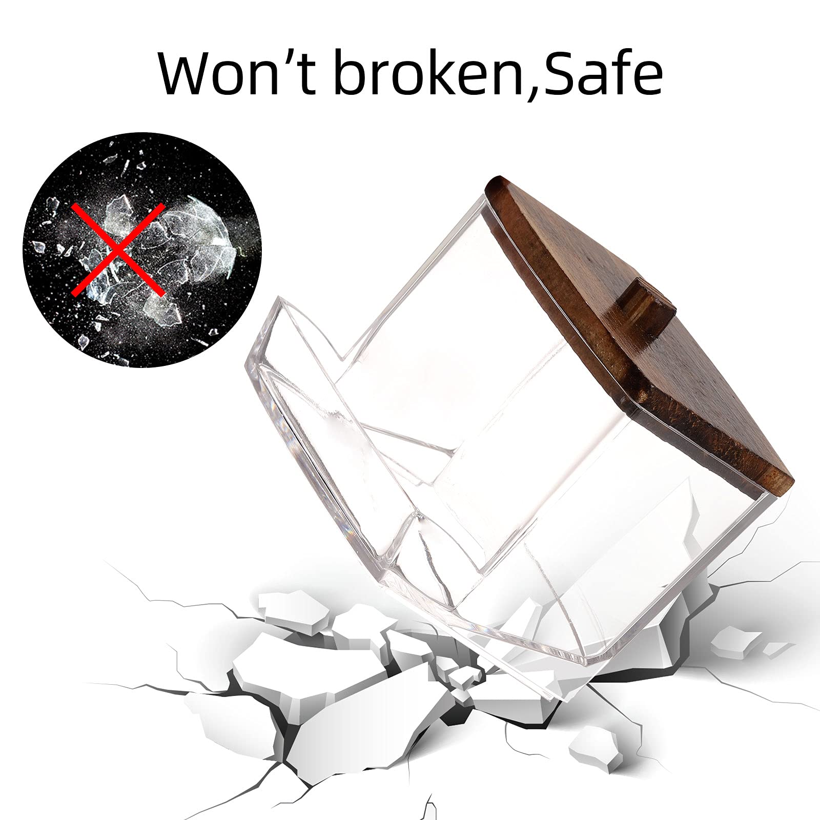 Tbestmax 7 Oz Cotton Swab Pads Holder, Qtip Cotton Buds Ball Dispenser, Bathroom Containers Apothecary Jar For Storage Brown Woo