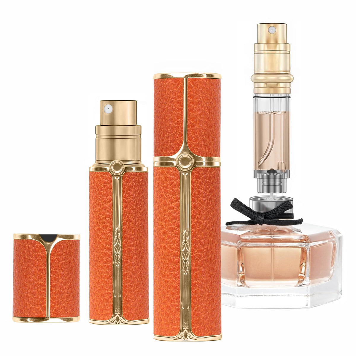 Muilsae Af01Org Leather Perfume Atomiser, 5Ml Bottom Fill Travel Perfume Bottle, Refillable Perfume Dispenser For Women & Men (A