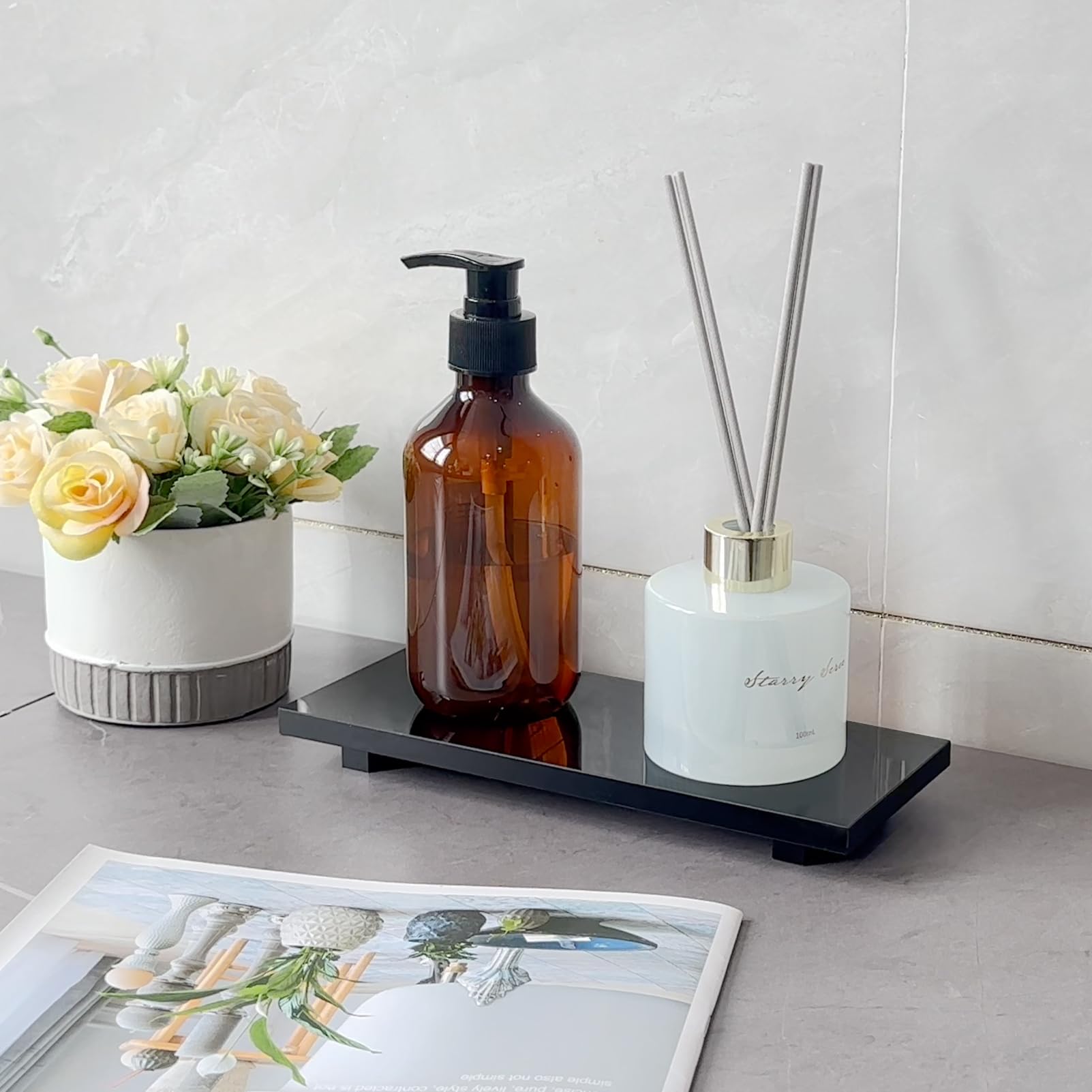 Pedestal Soap Stand, Soap Dish Riser Counter, Kitchen Sink Tray For Soap Bottles, Soap Pedestal For Bathroom, Black