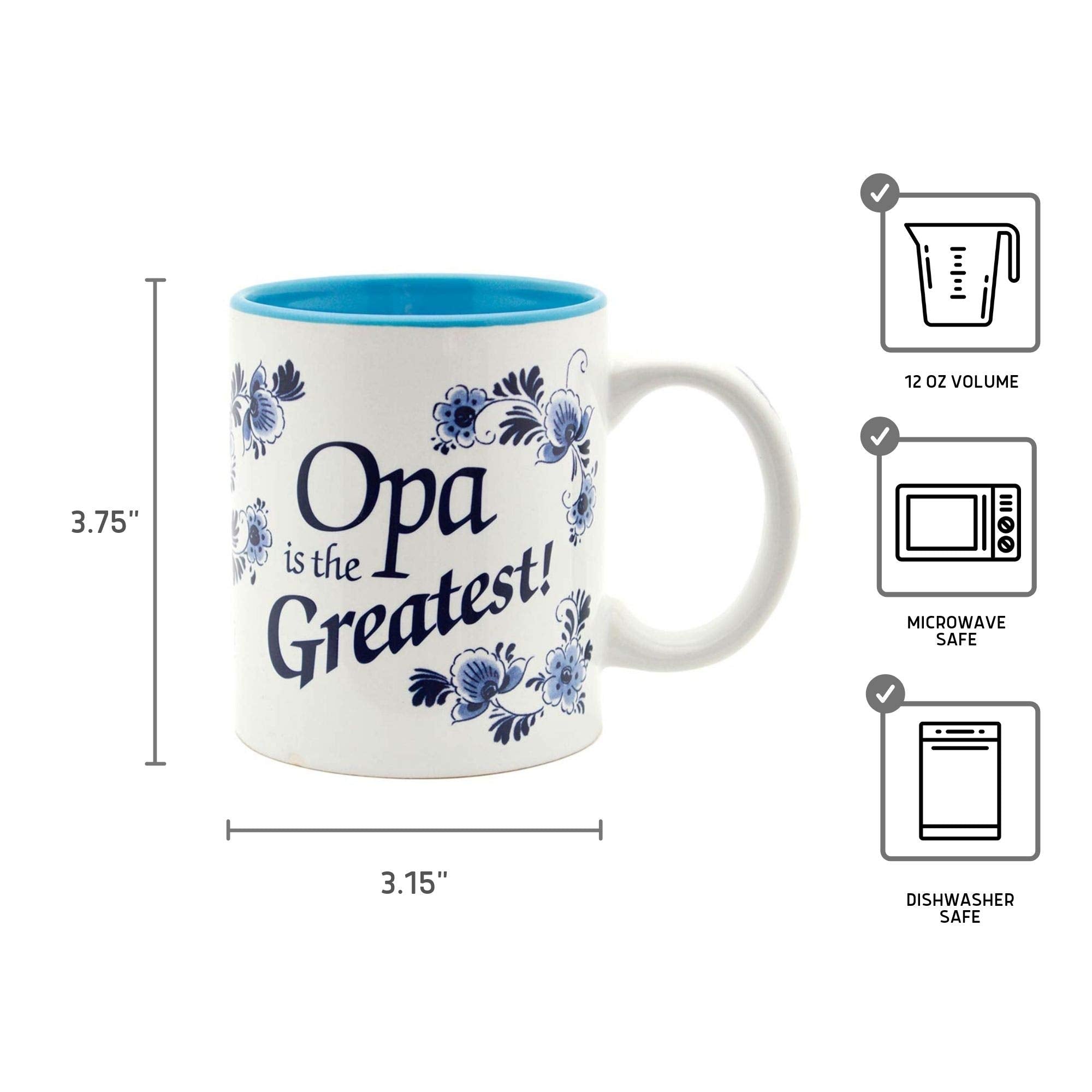 Essence of Europe Gifts 12 oz | Opa is the Greatest Blue Ceramic Coffee Mug Gift For German or Dutch Grandpa by E.H.G