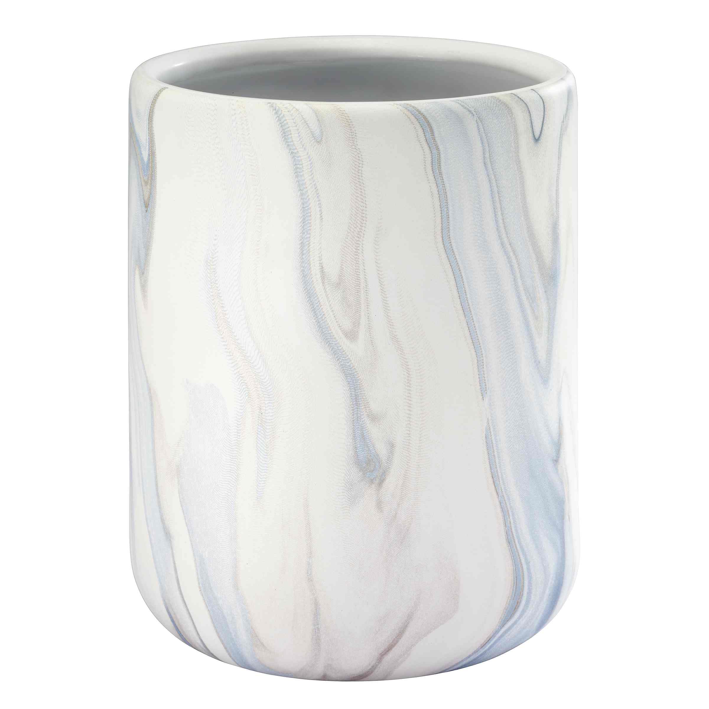 Avanti Linens - Wastebasket, Resin Accessories, Guest Bathroom Essentials (Waves Collection, Blue)