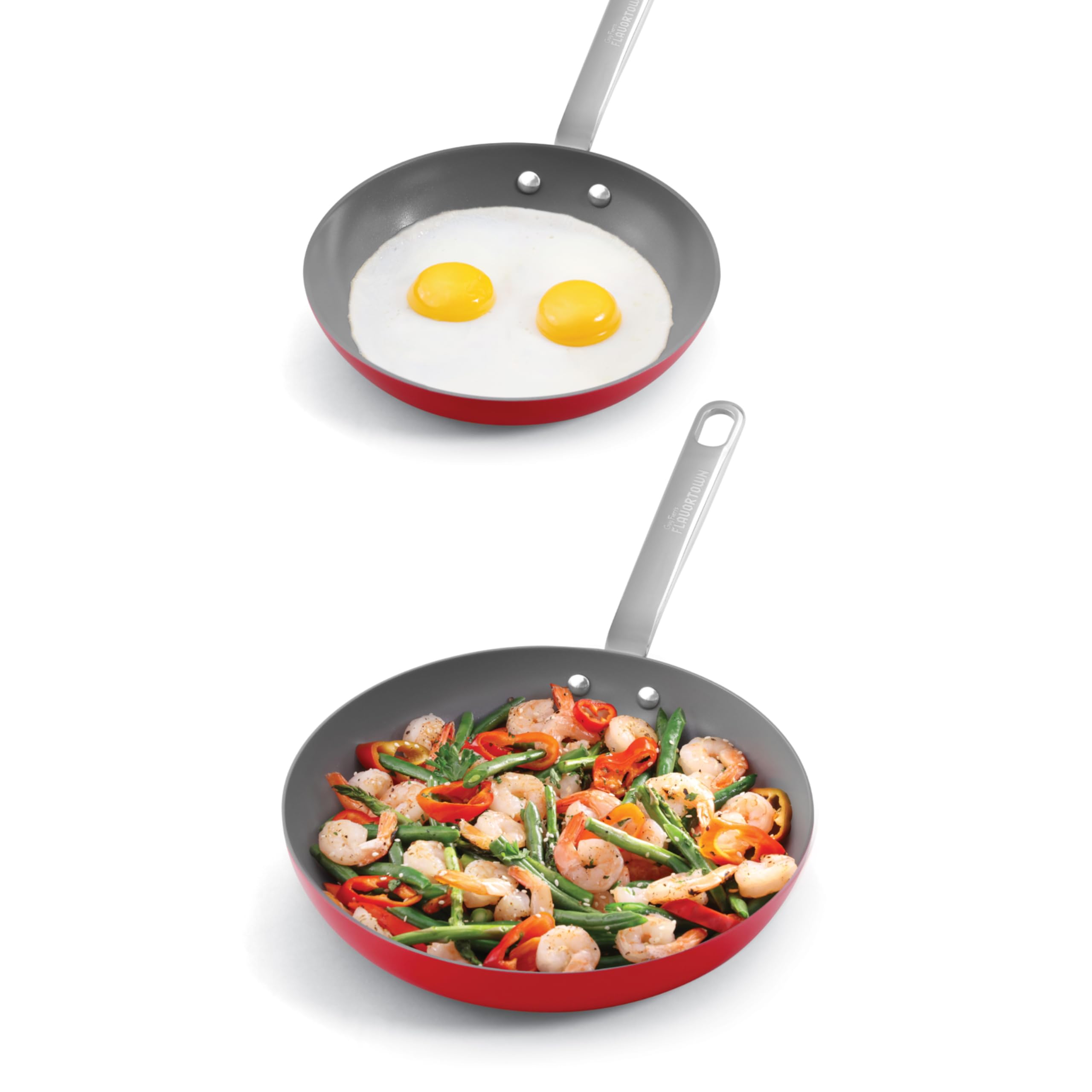 Guy Fieris Flavortown 2Piece Ceramic Cookware Set, Red