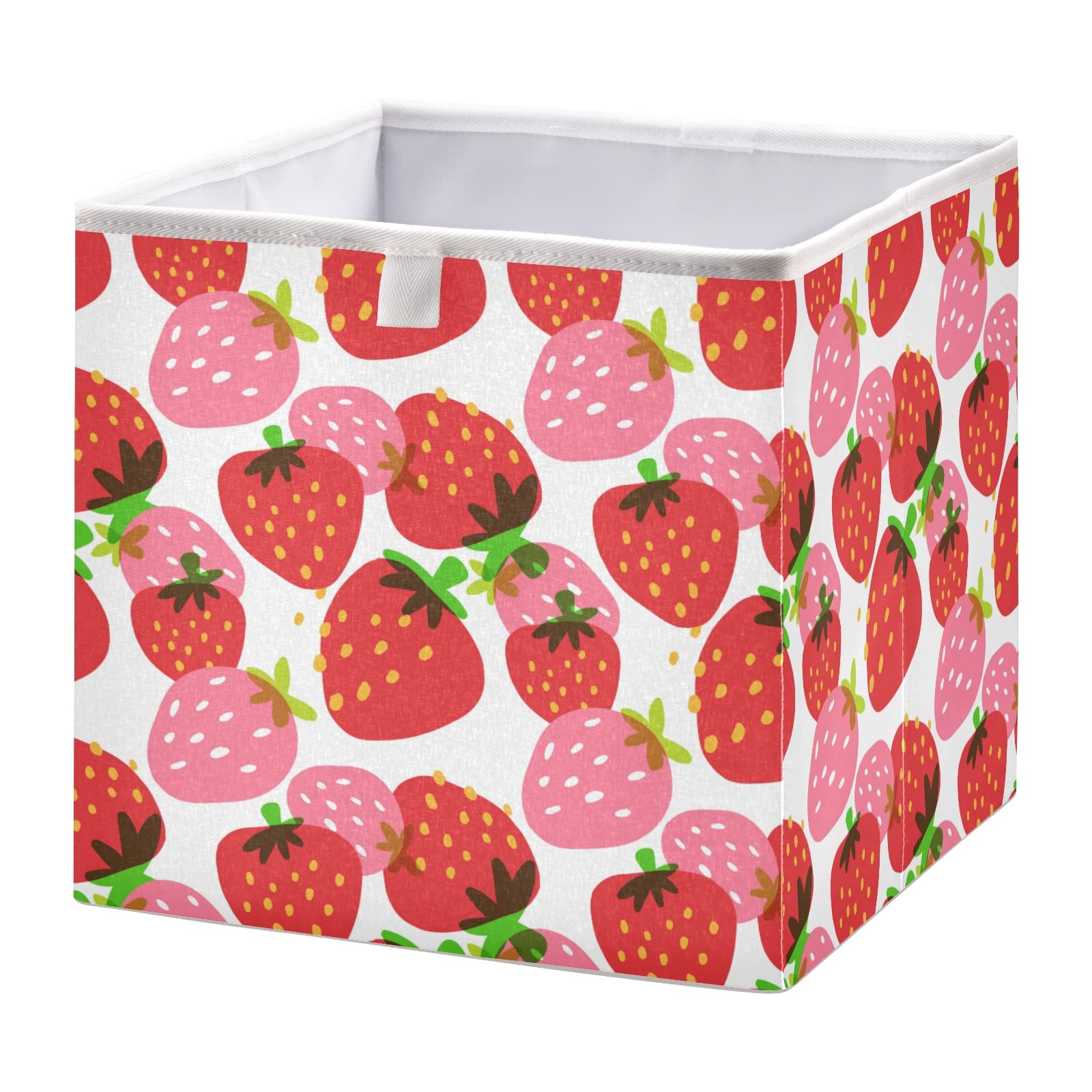 Blueangle Beautiful Strawberry Cube Storage Bin, 11 X 11 X 11 In, Large Collapsible Organizer Storage Basket For Home D  Cor