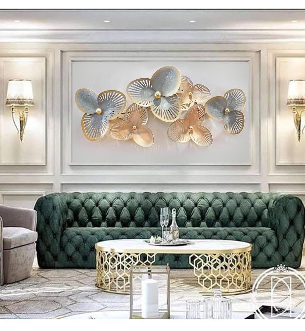 Zove Metal Clover Leaf Wall Decoration | 3D Home Wall Decor | Elegant Design Decorative Wall Hanging Sculpture For Living Room,