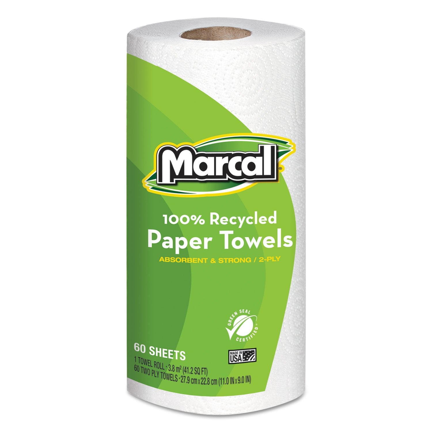 Marcal 6709 100% Recycled Roll Towels, 2-Ply, 9 X 11, 60 Sheets, 15 Rolls/Carton