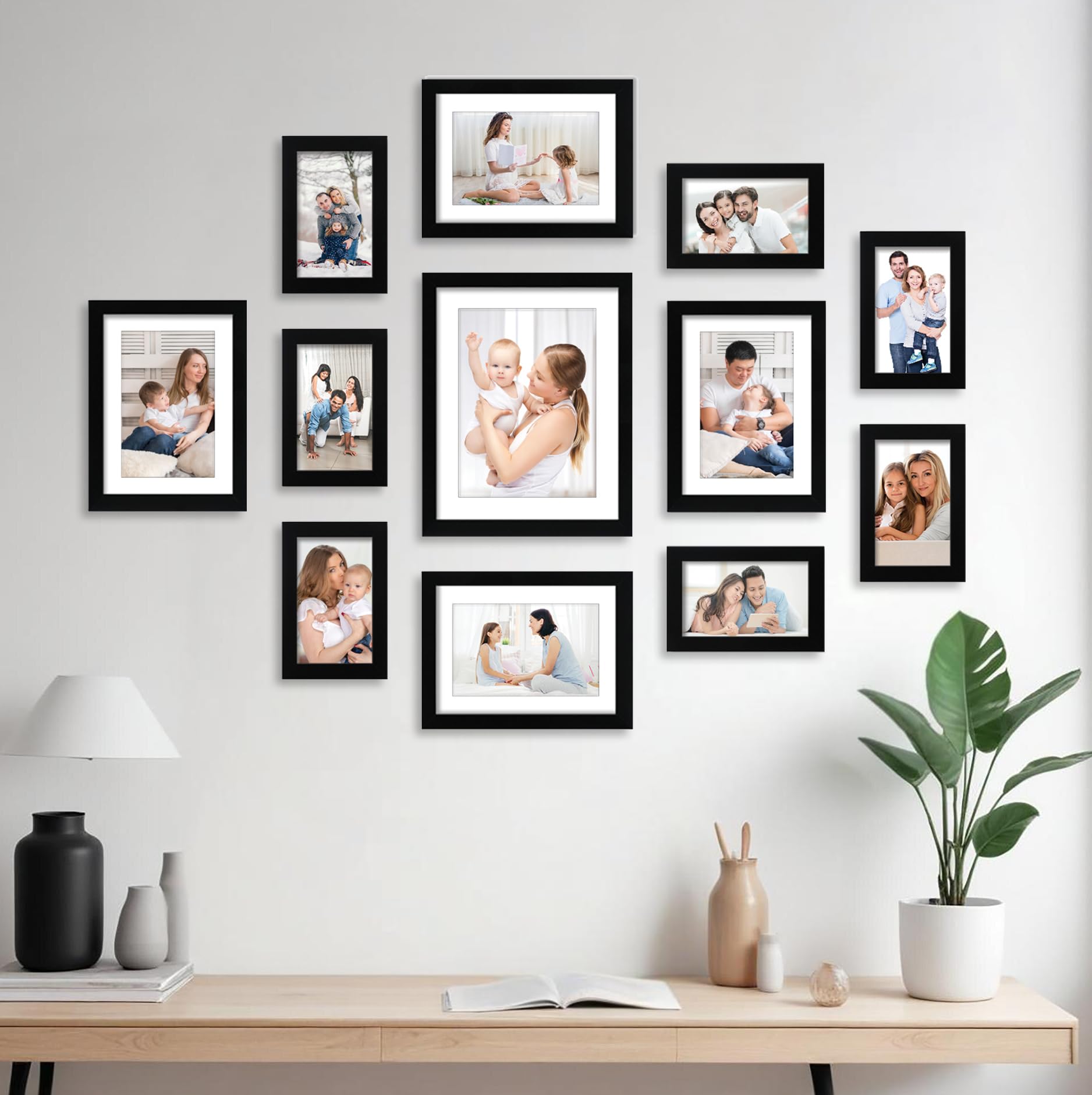 Amazon Brand - Solimo Synthetic Photo Frame Set Of 12|Plexi Glass|Frame For Home And Office Decoration|Mixed Sizes - 4X6 Inches,