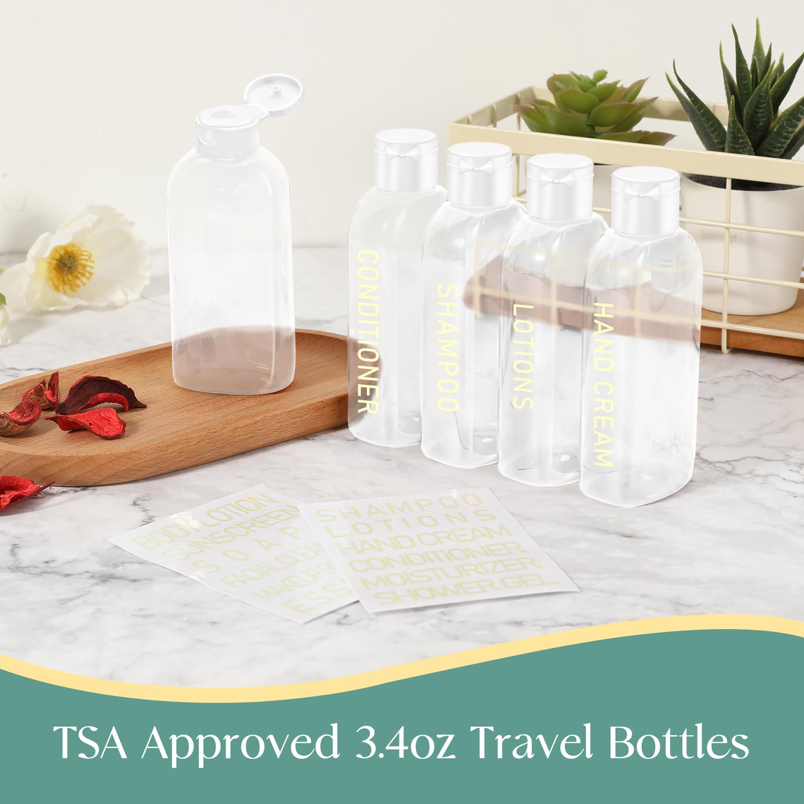 Cheodin Travel Shampoo Bottles 5 Pcs 3.4Oz Tsa Approved Travel Bottles For Toiletries Travel Size Bottles Leak Proof Empty Lotio