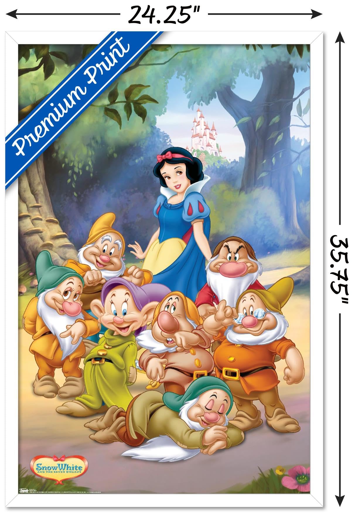 Trends International Disney Snow White And The Seven Dwarfs - Group Wall Poster, 22.375'' X 34'', White Framed Version