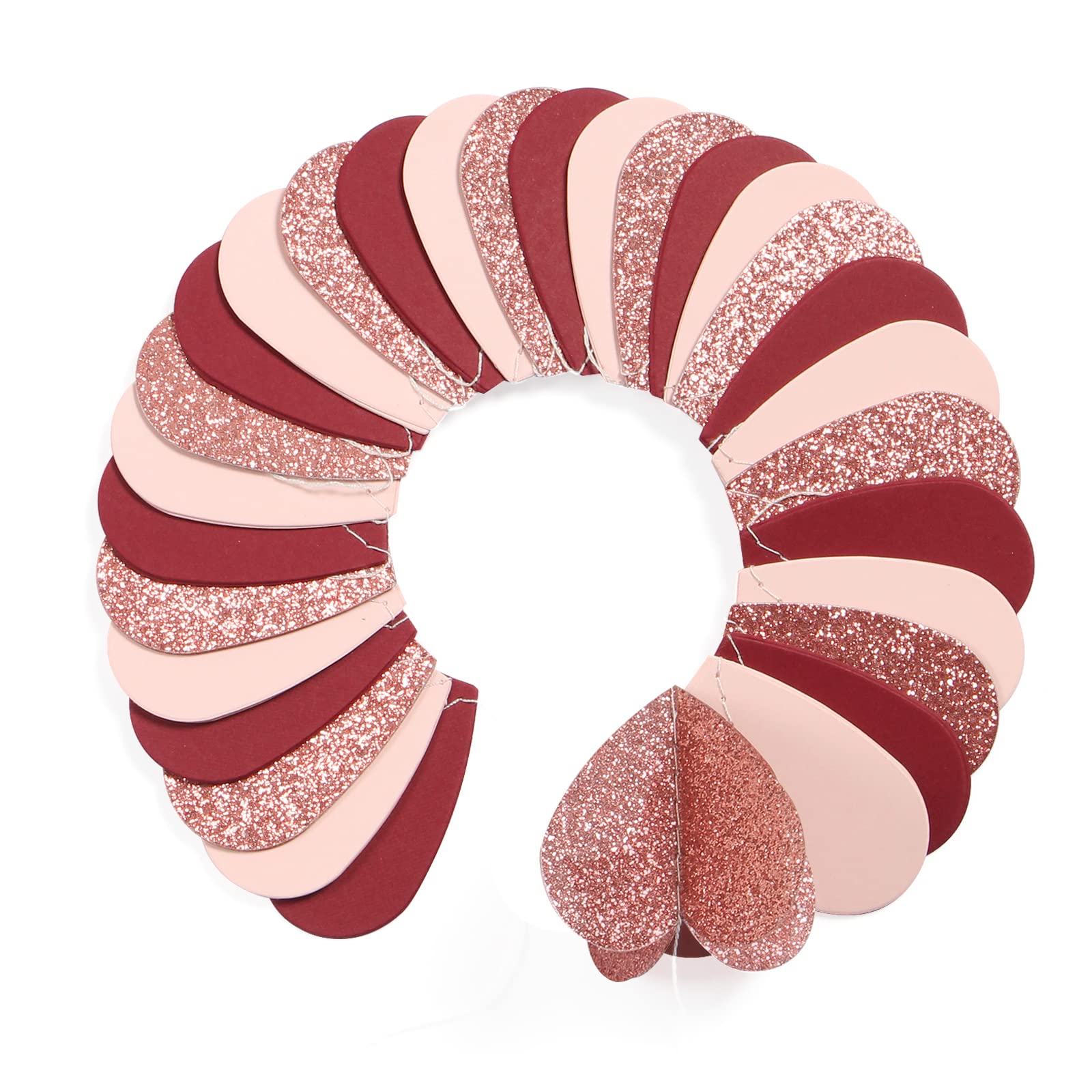 Rose-Gold Pink Burgundy-Red 3D-Heart Garland - 39Ft Valentines Day Party Decorations Hanging Paper Streamers Banner,Engagement W